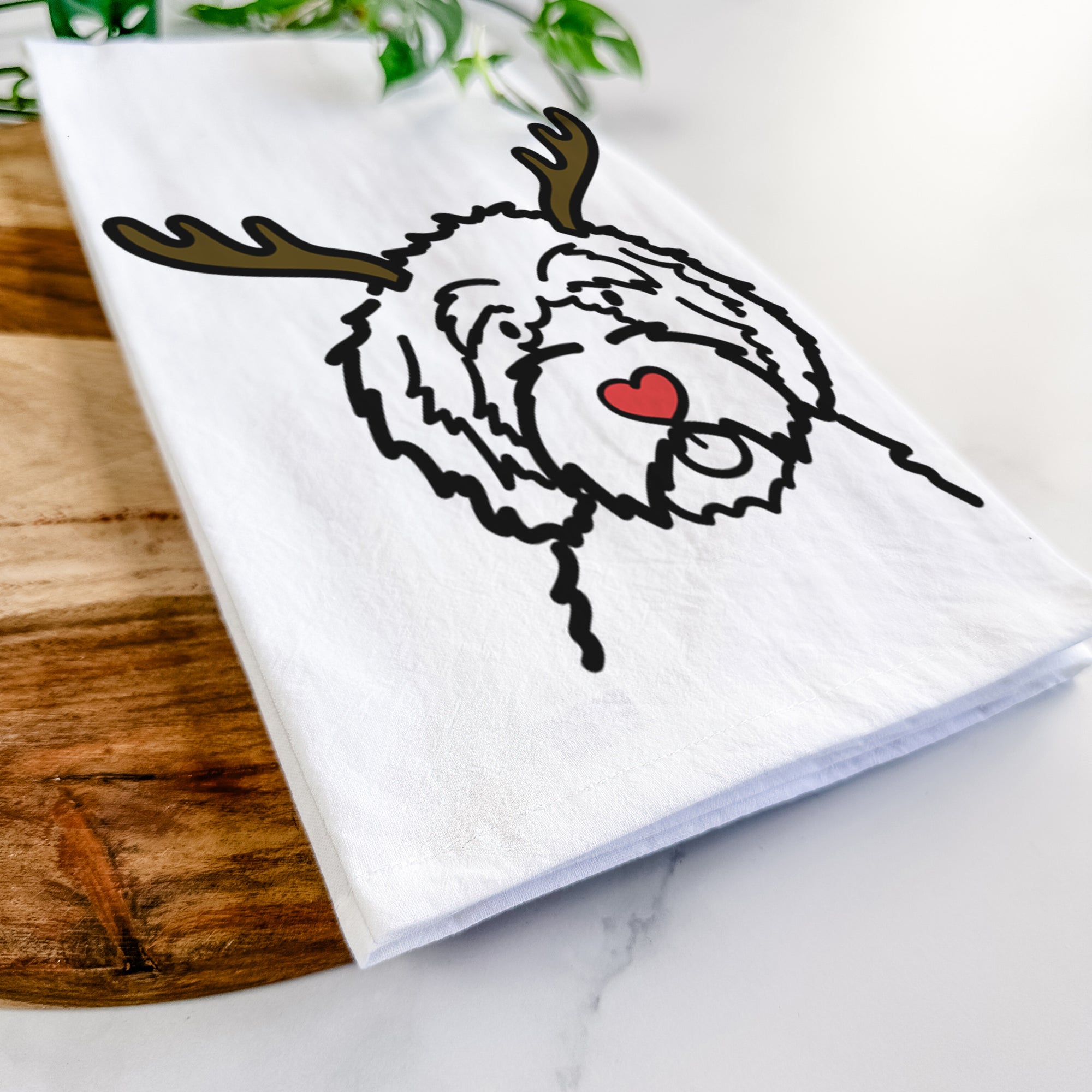 Red Nose Aussiedoodle - Tea Towel