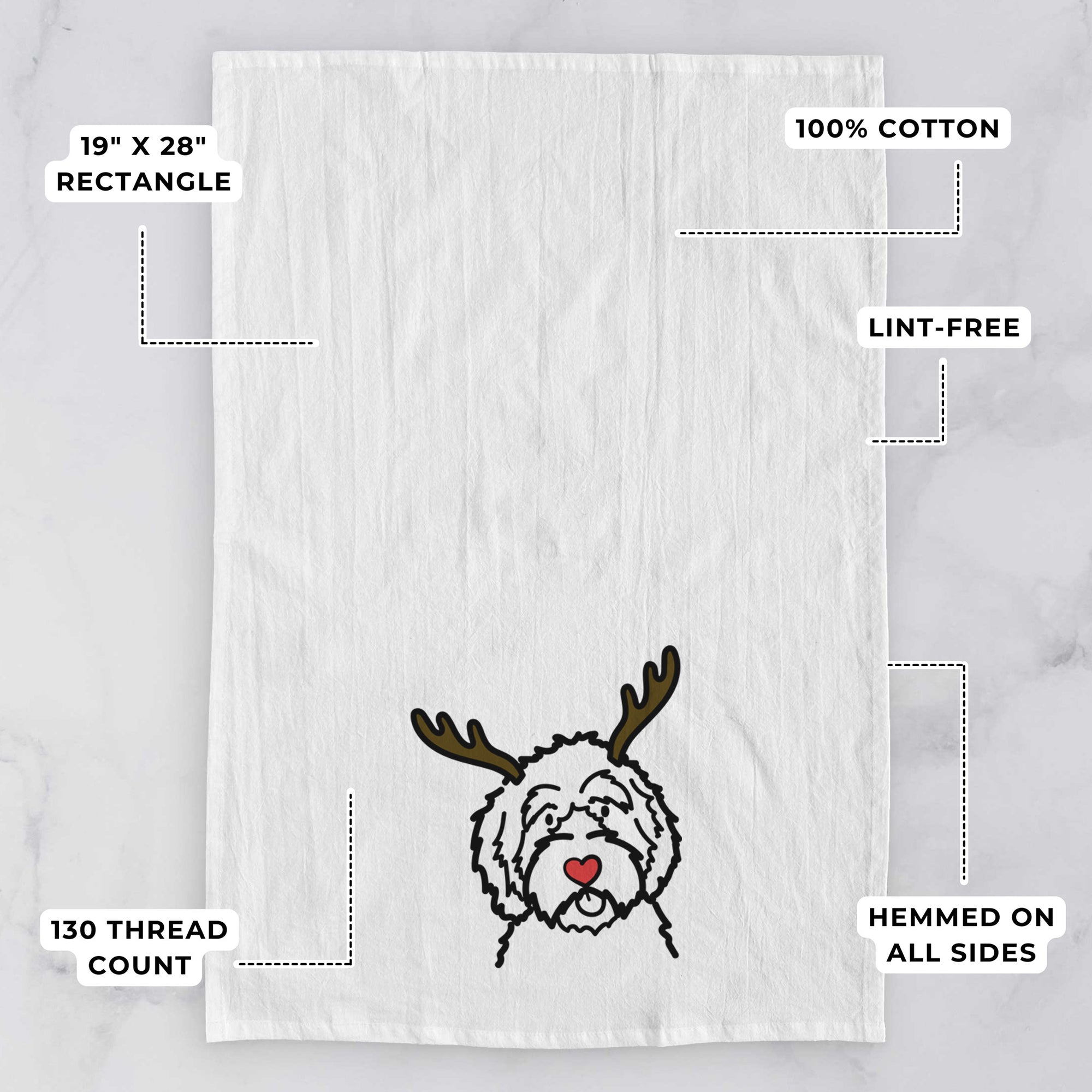 Red Nose Aussiedoodle - Tea Towel