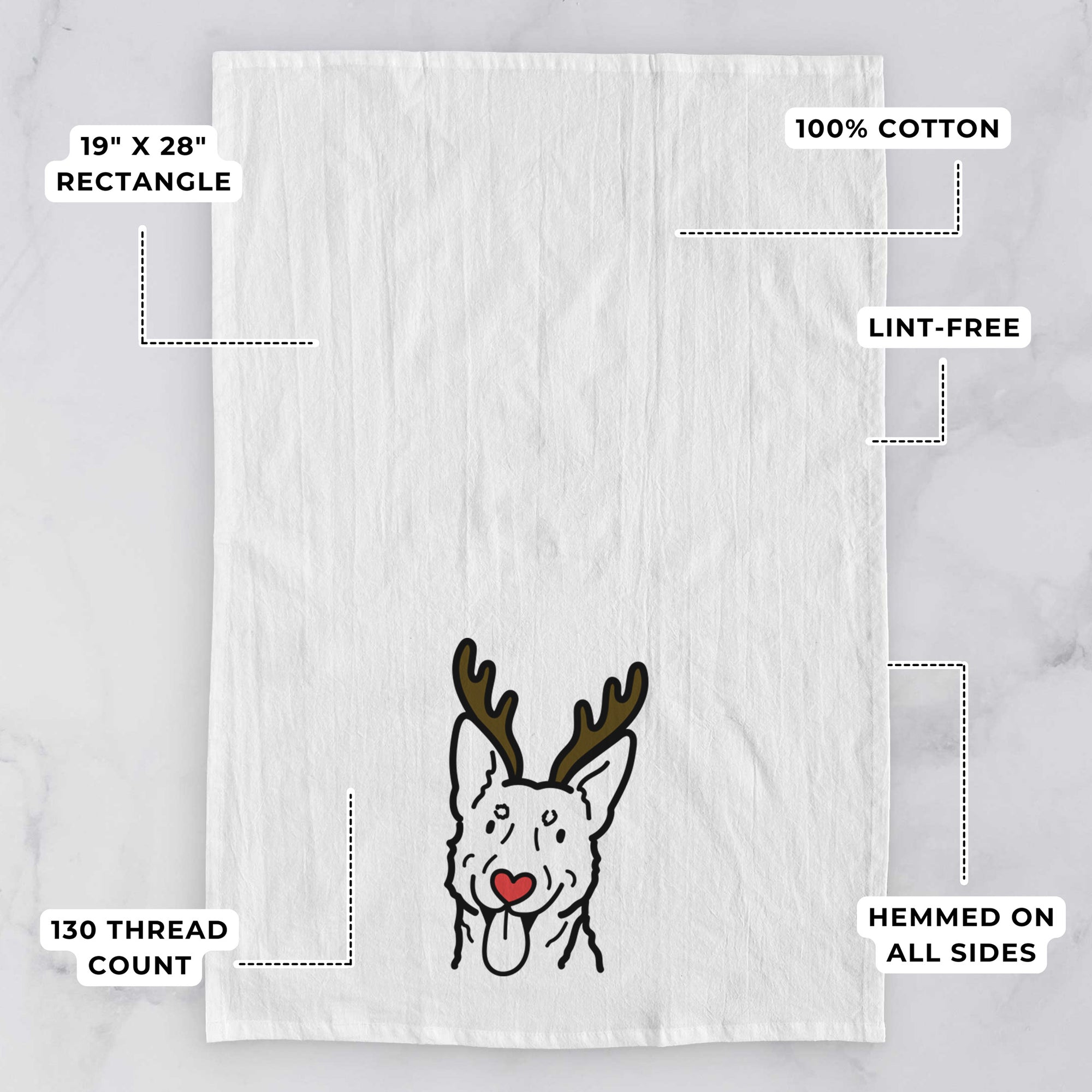 Red Nose Australian Cattle Dog - Tea Towel