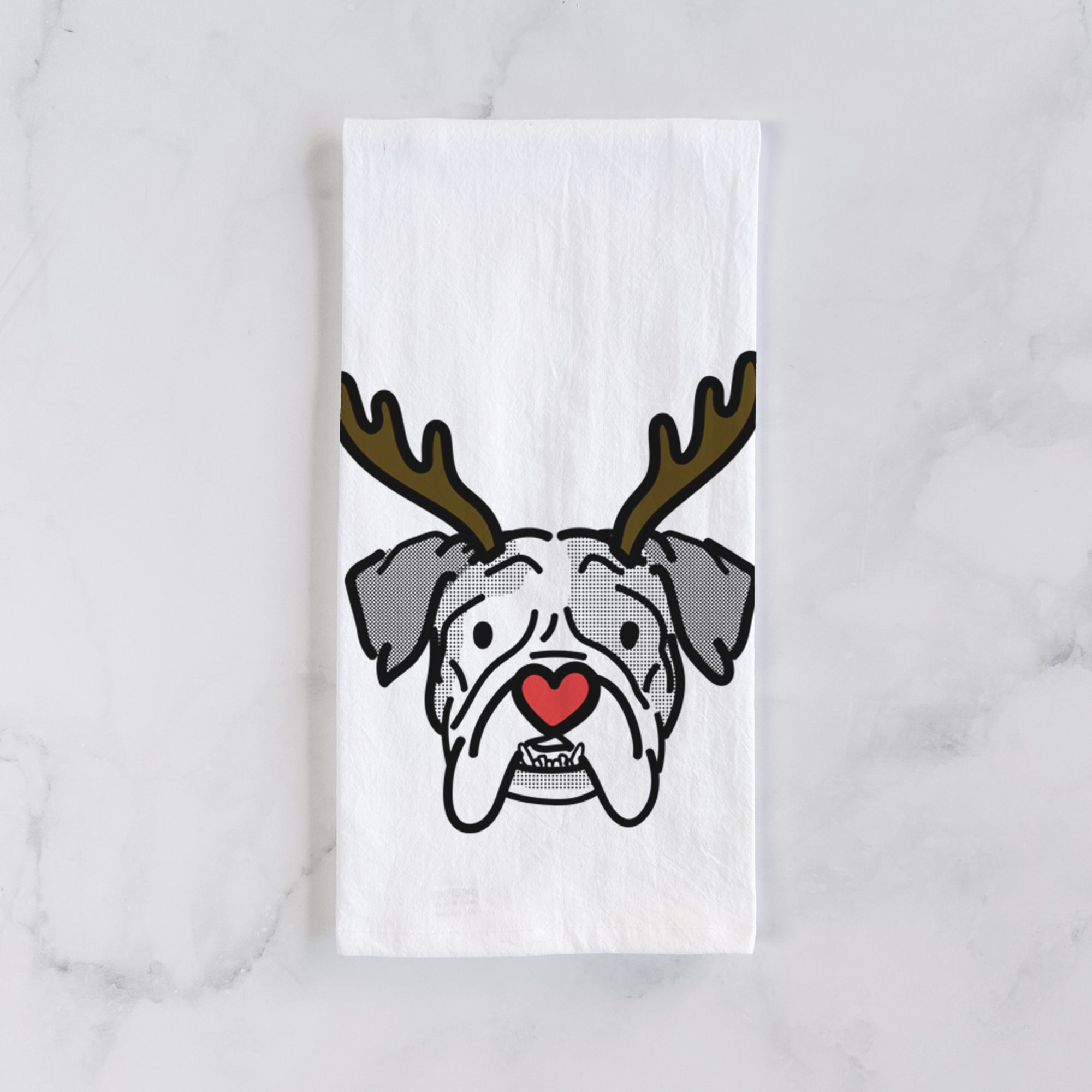 Red Nose English Bulldog - Bailey - Tea Towel