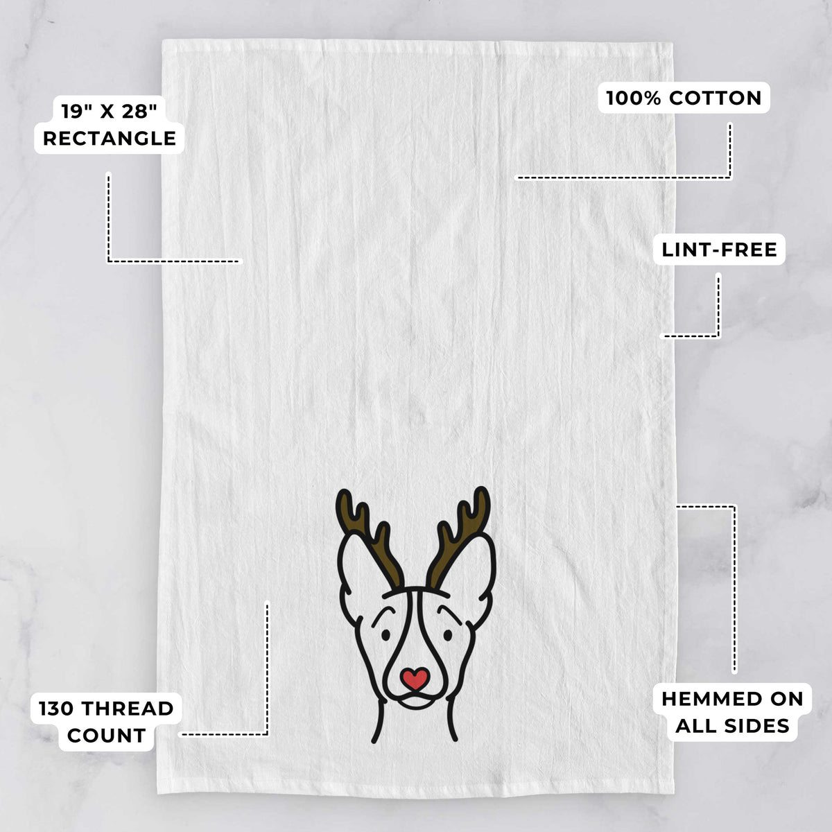 Red Nose Basenji - Tea Towel