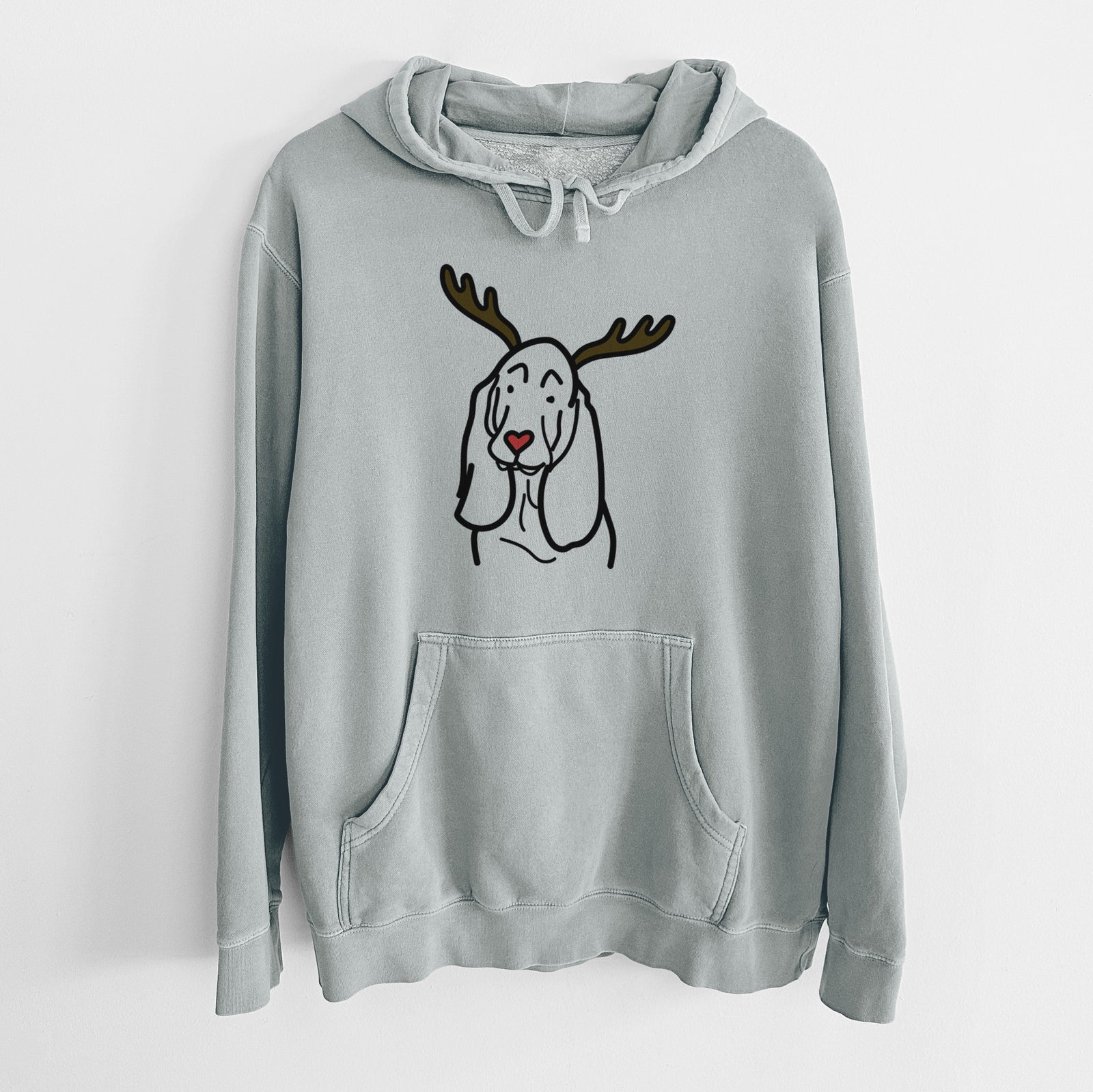 Red Nose Basset Hound - Unisex Pigment Dyed Hoodie