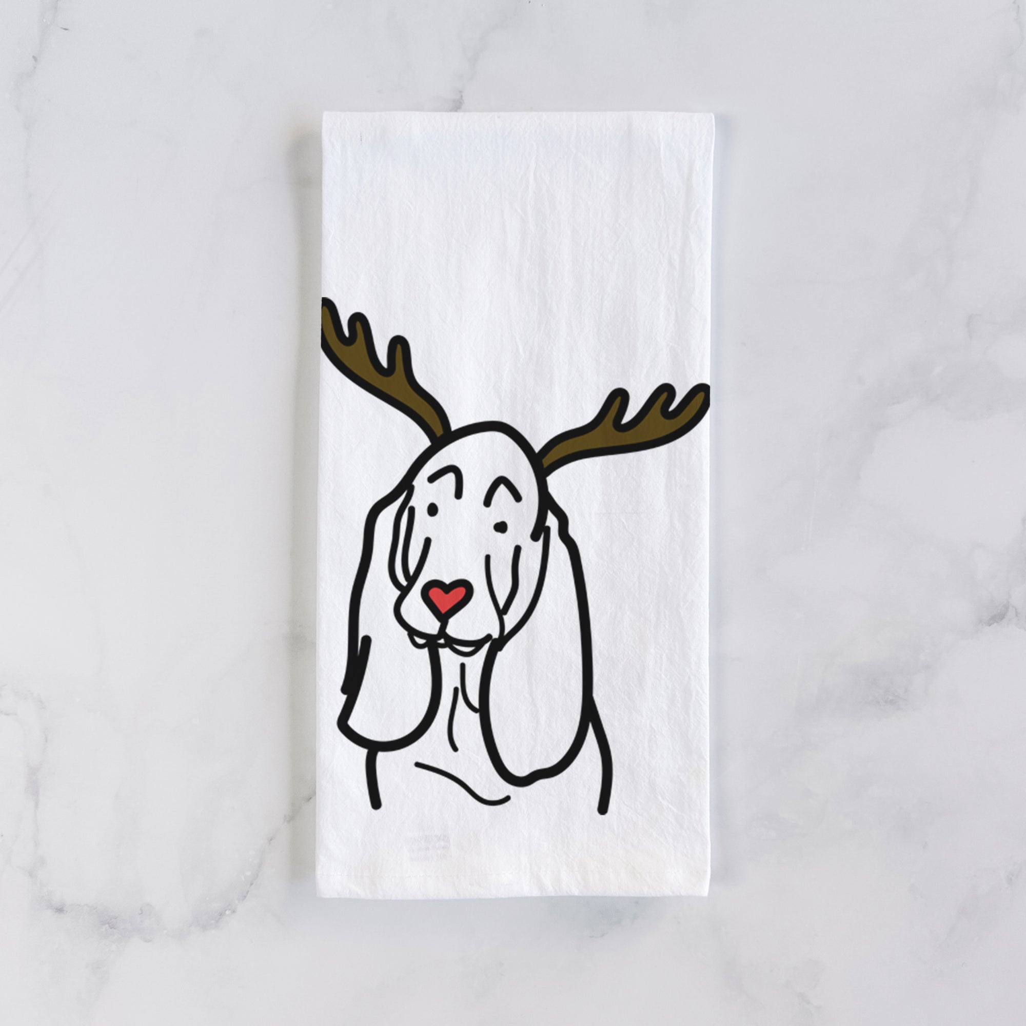 Red Nose Basset Hound - Tea Towel