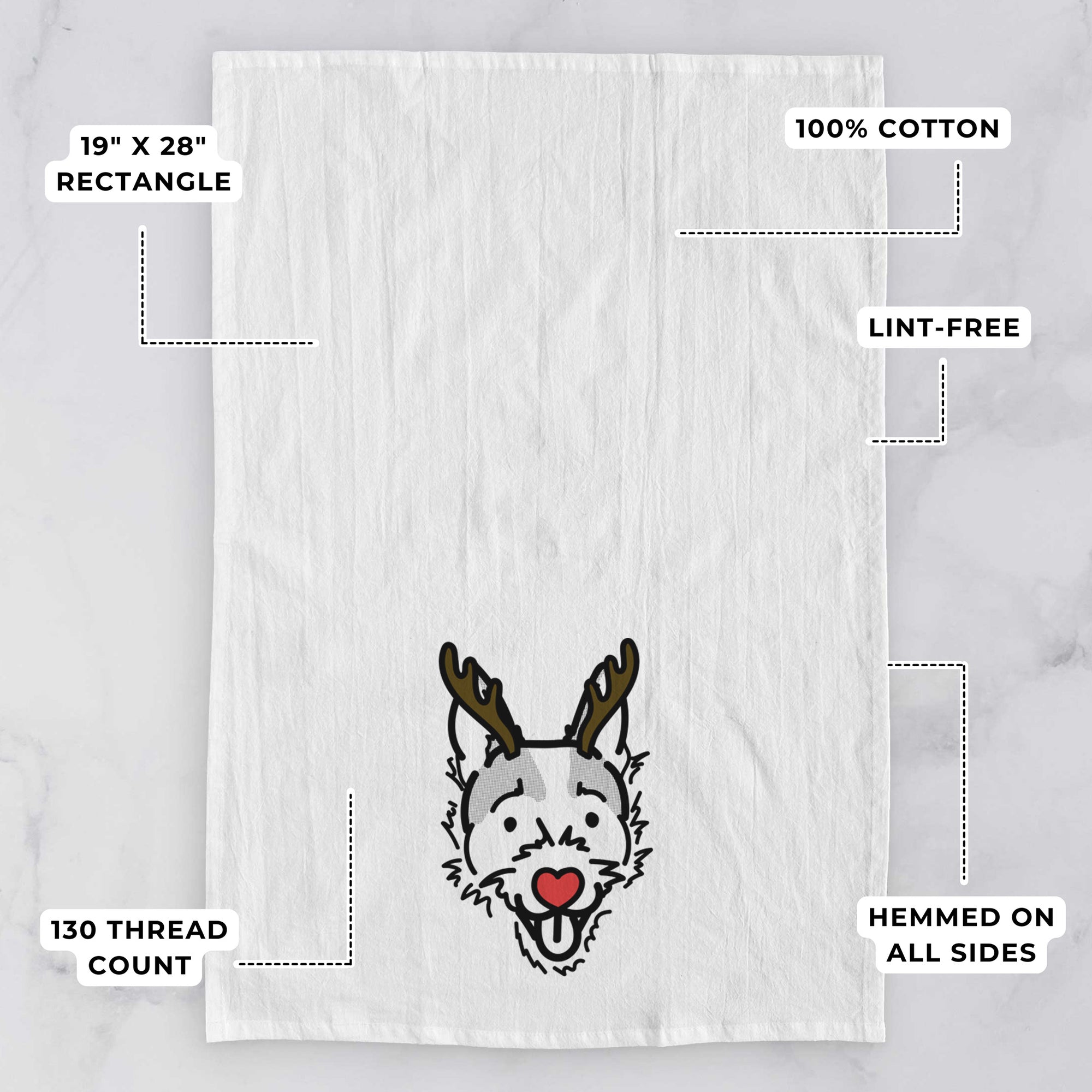 Red Nose Jack Russell Terrier - Baxter - Tea Towel