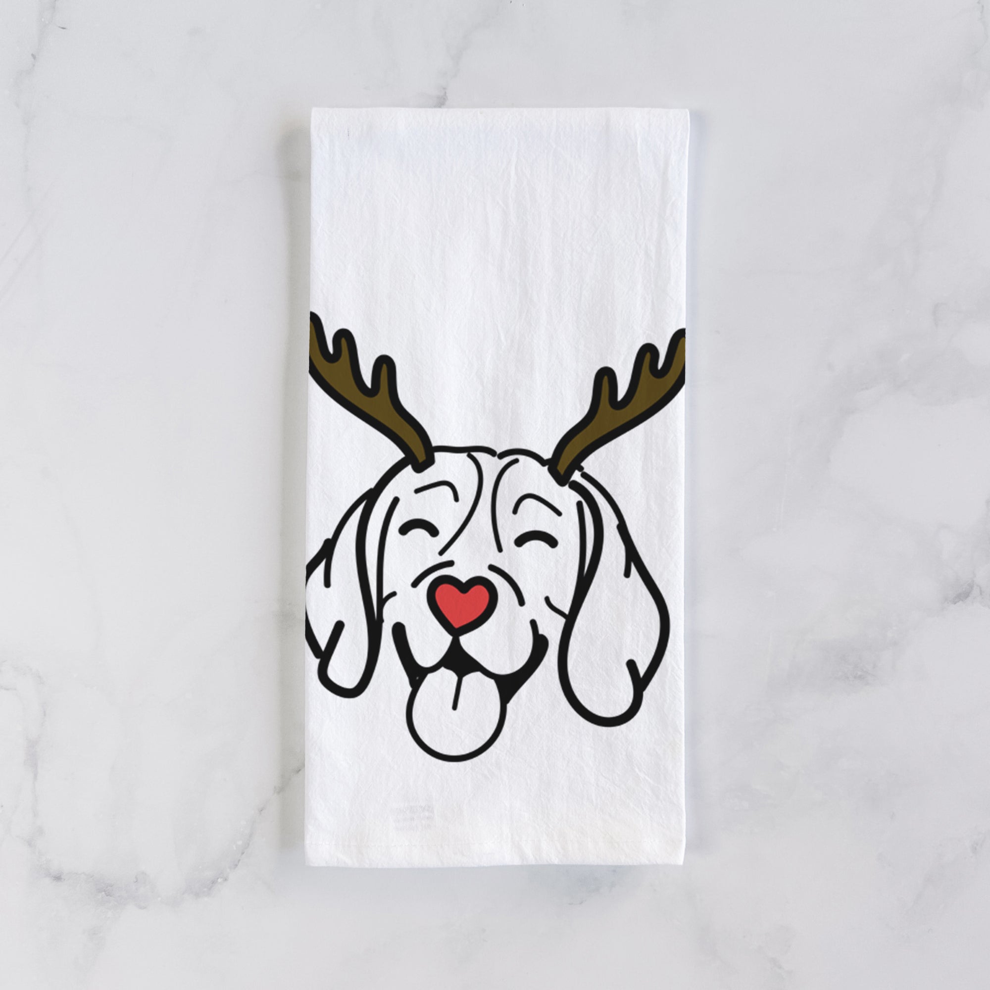 Red Nose Beagle - Tea Towel