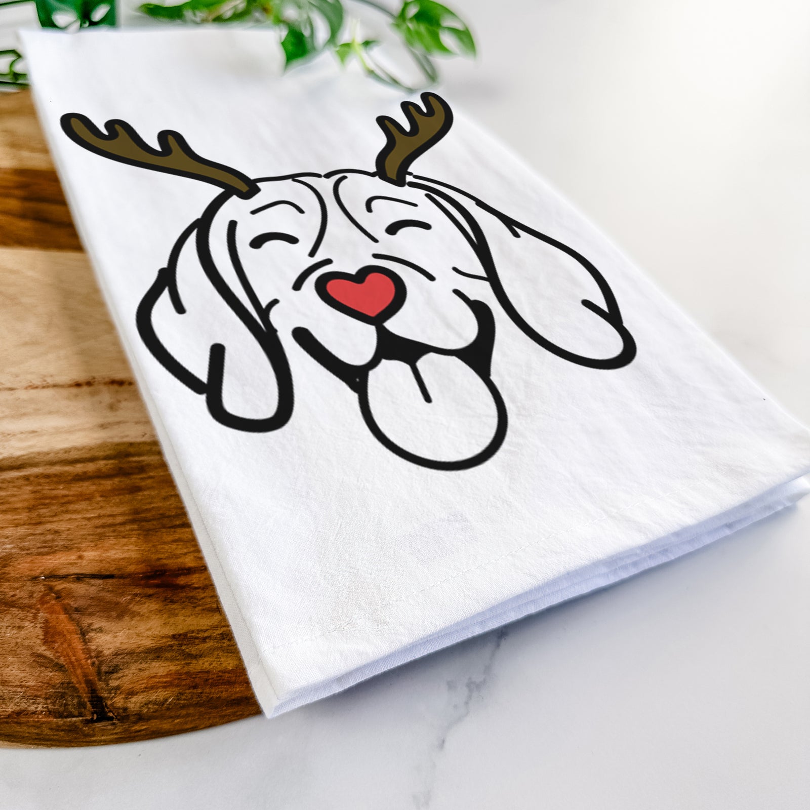 Red Nose Beagle - Tea Towel