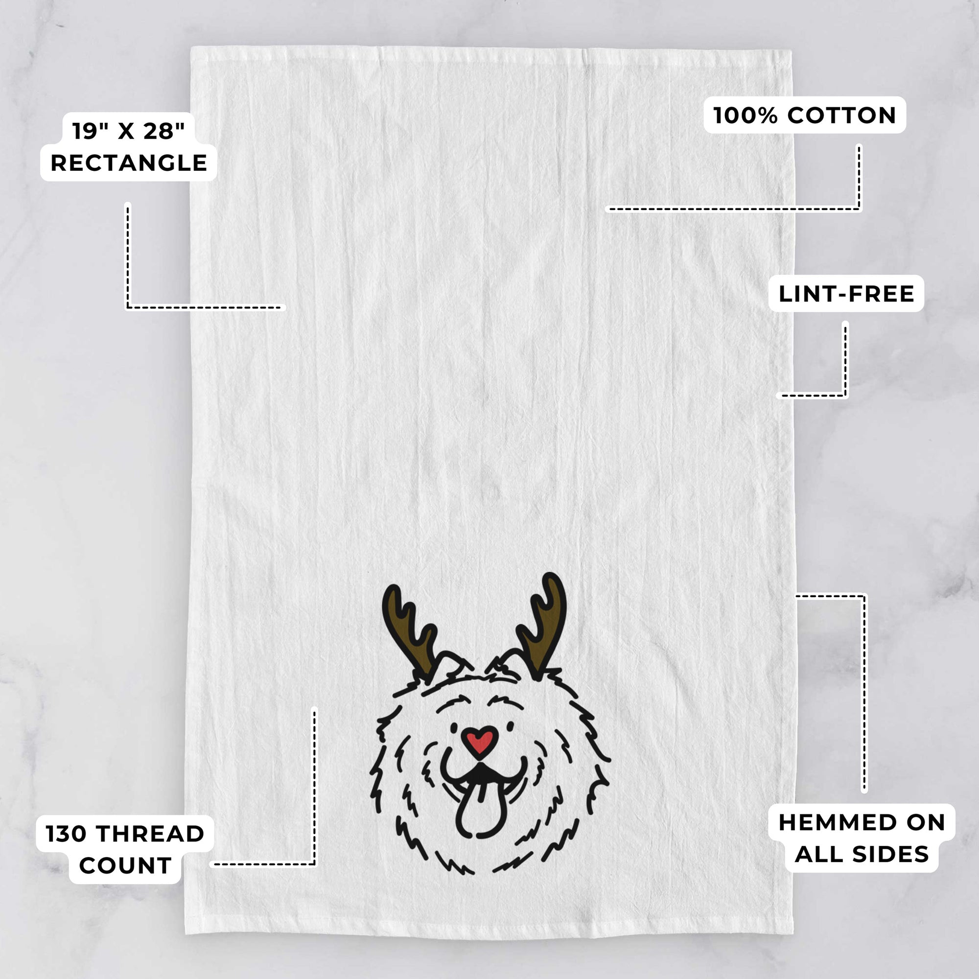 Red Nose Chow Chow - Bear - Tea Towel