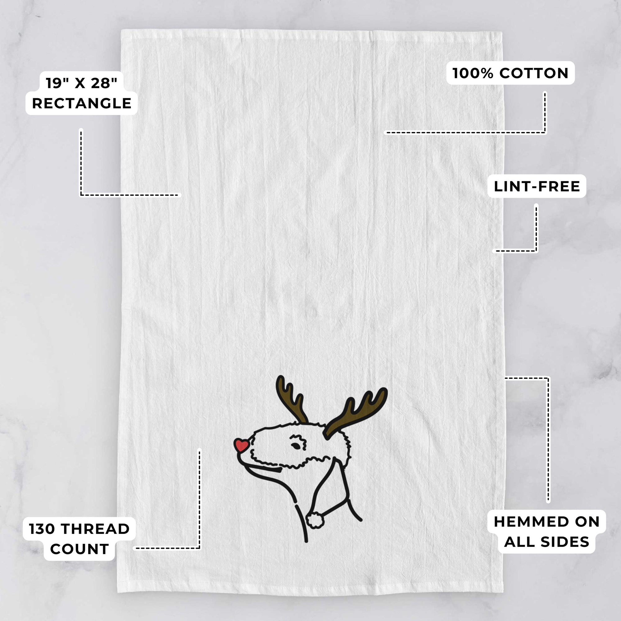 Red Nose Bedlington Terrier - Tea Towel