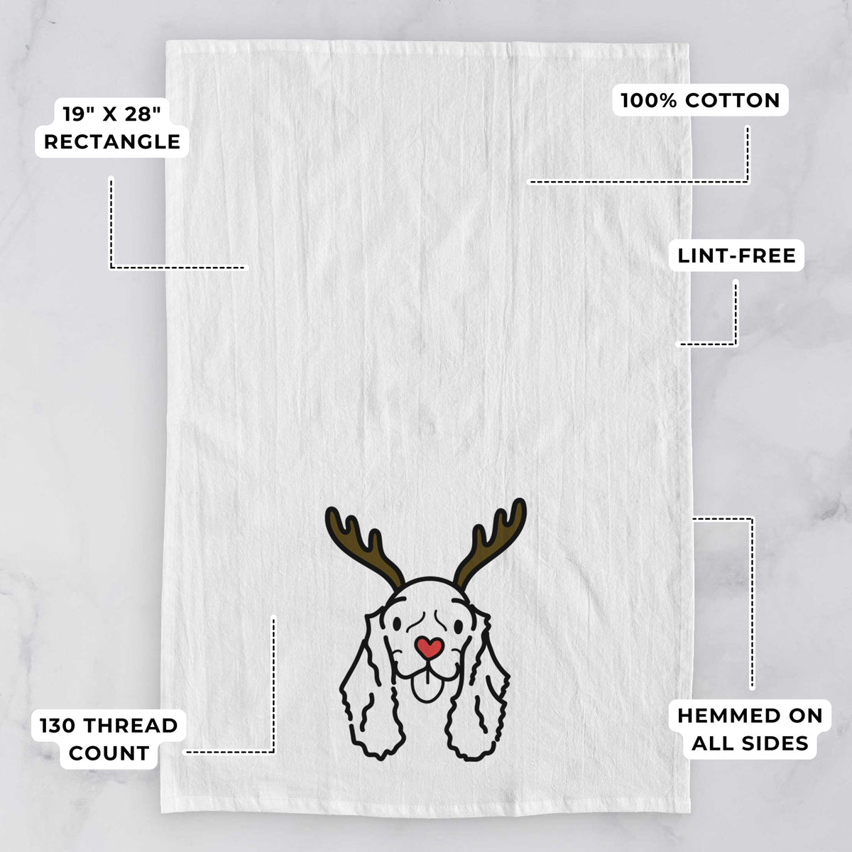 Red Nose American Cocker Spaniel - Bella - Tea Towel