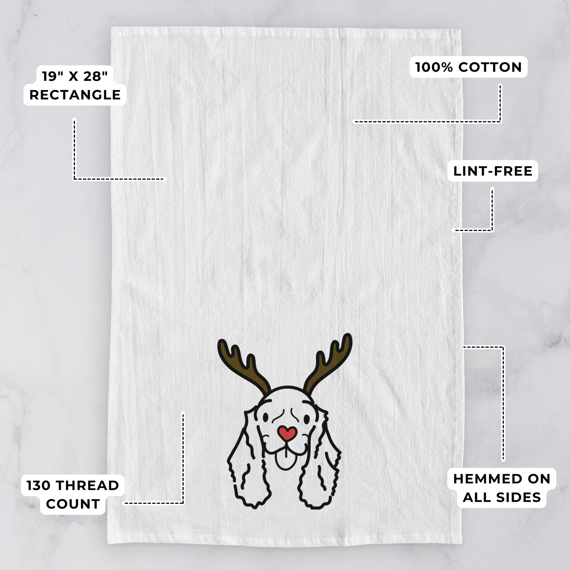 Red Nose American Cocker Spaniel - Bella - Tea Towel