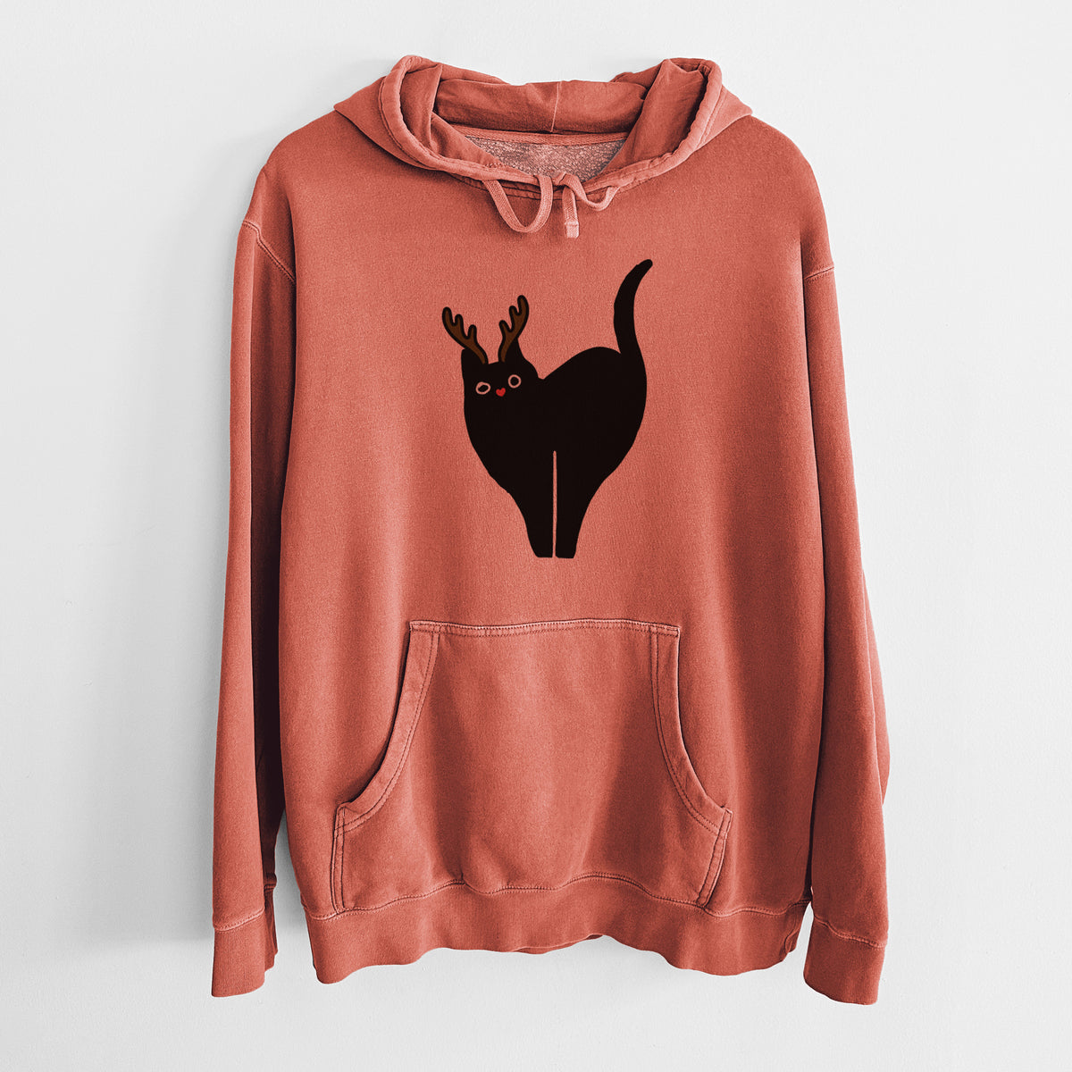 Red Nose Black Cat - Bella - Unisex Pigment Dyed Hoodie