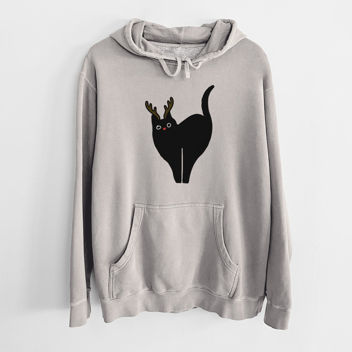 Red Nose Black Cat - Bella - Unisex Pigment Dyed Hoodie