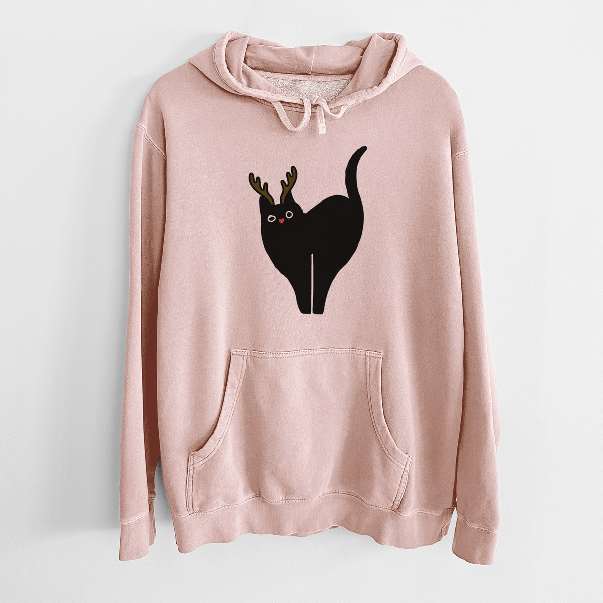 Red Nose Black Cat - Bella - Unisex Pigment Dyed Hoodie