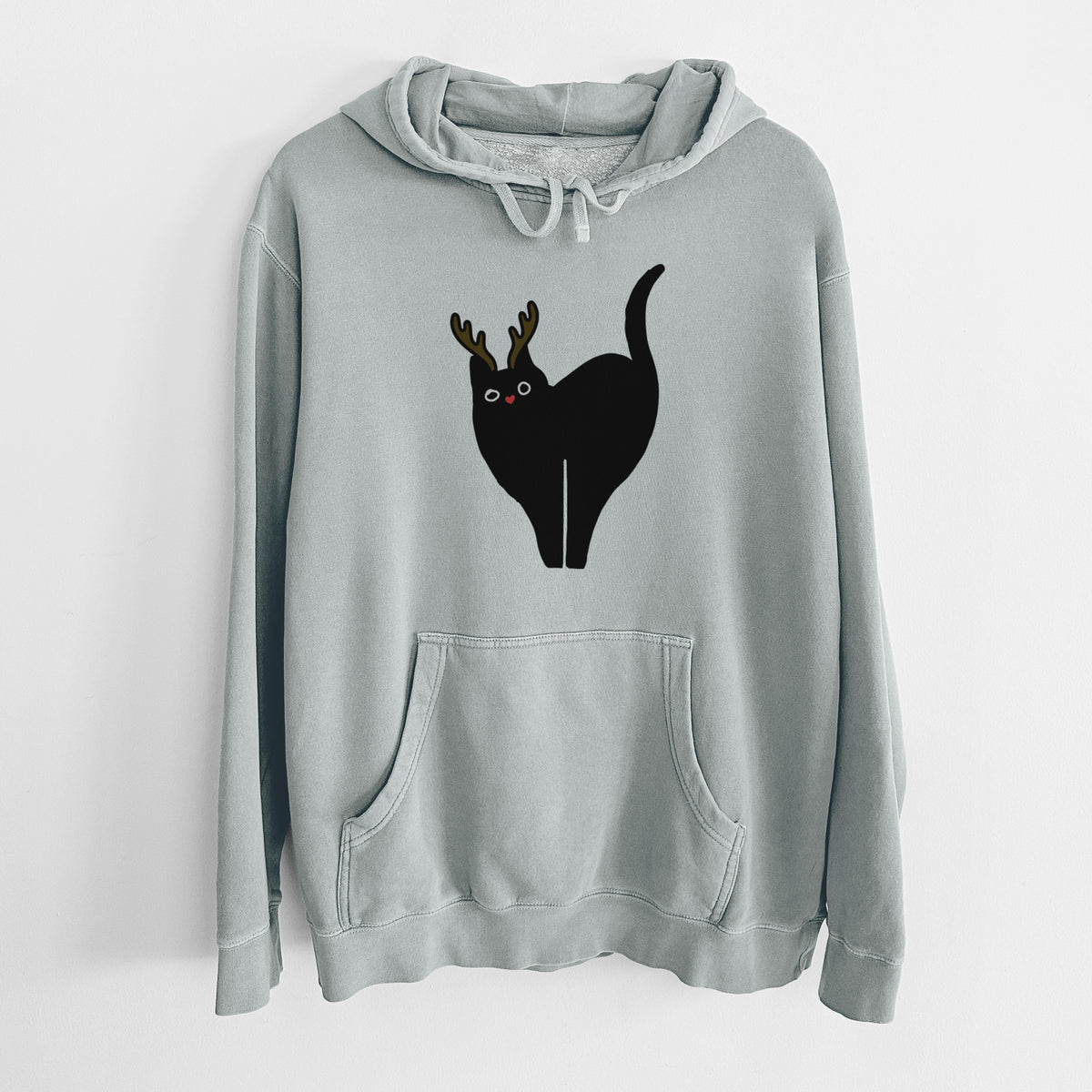 Red Nose Black Cat - Bella - Unisex Pigment Dyed Hoodie