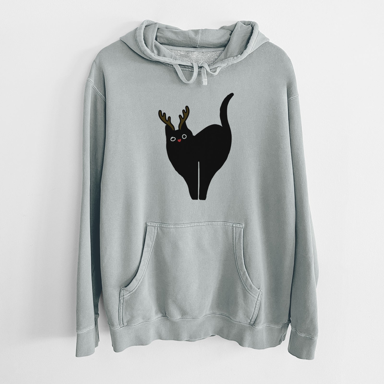 Red Nose Black Cat - Bella - Unisex Pigment Dyed Hoodie