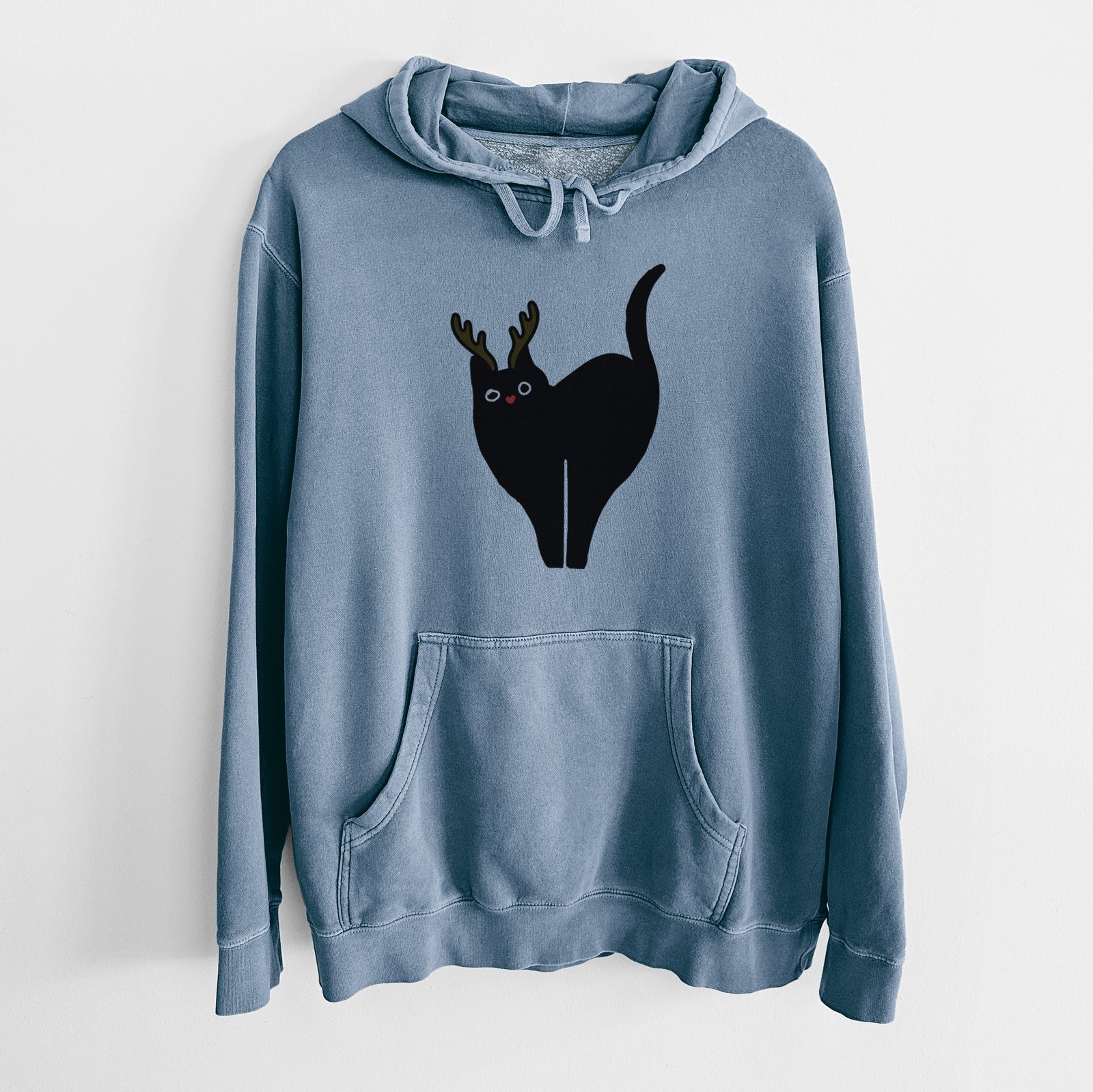 Red Nose Black Cat - Bella - Unisex Pigment Dyed Hoodie
