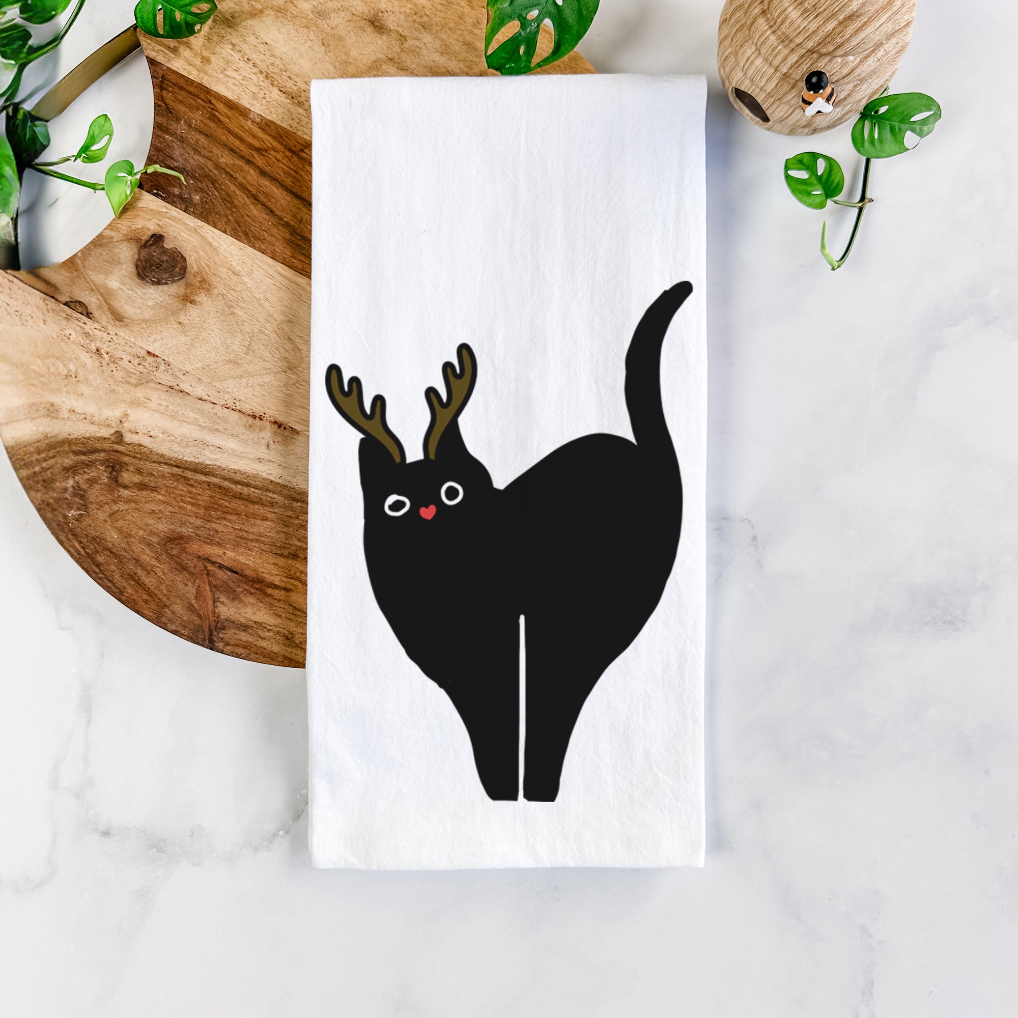 Red Nose Black Cat - Bella - Tea Towel