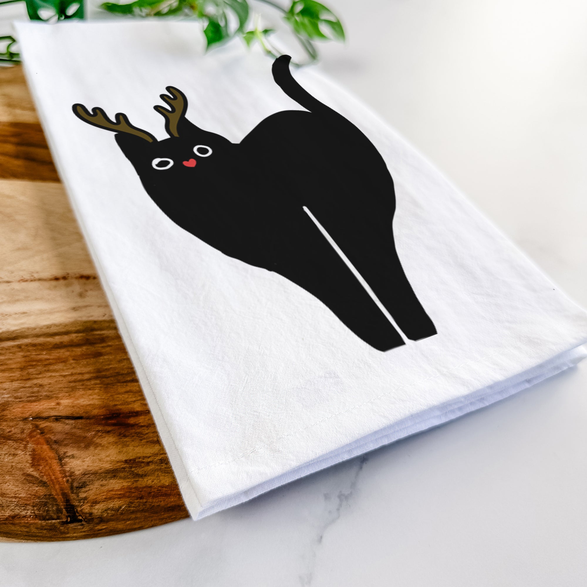 Red Nose Black Cat - Bella - Tea Towel