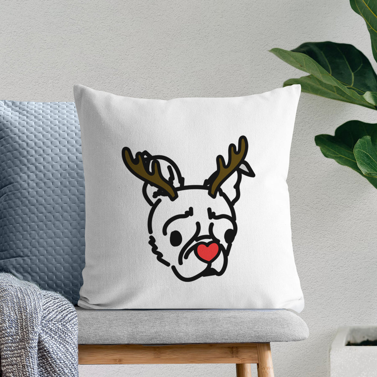 Love Always Pug Boston Terrier Mix - Bella -  Throw Pillow Cover