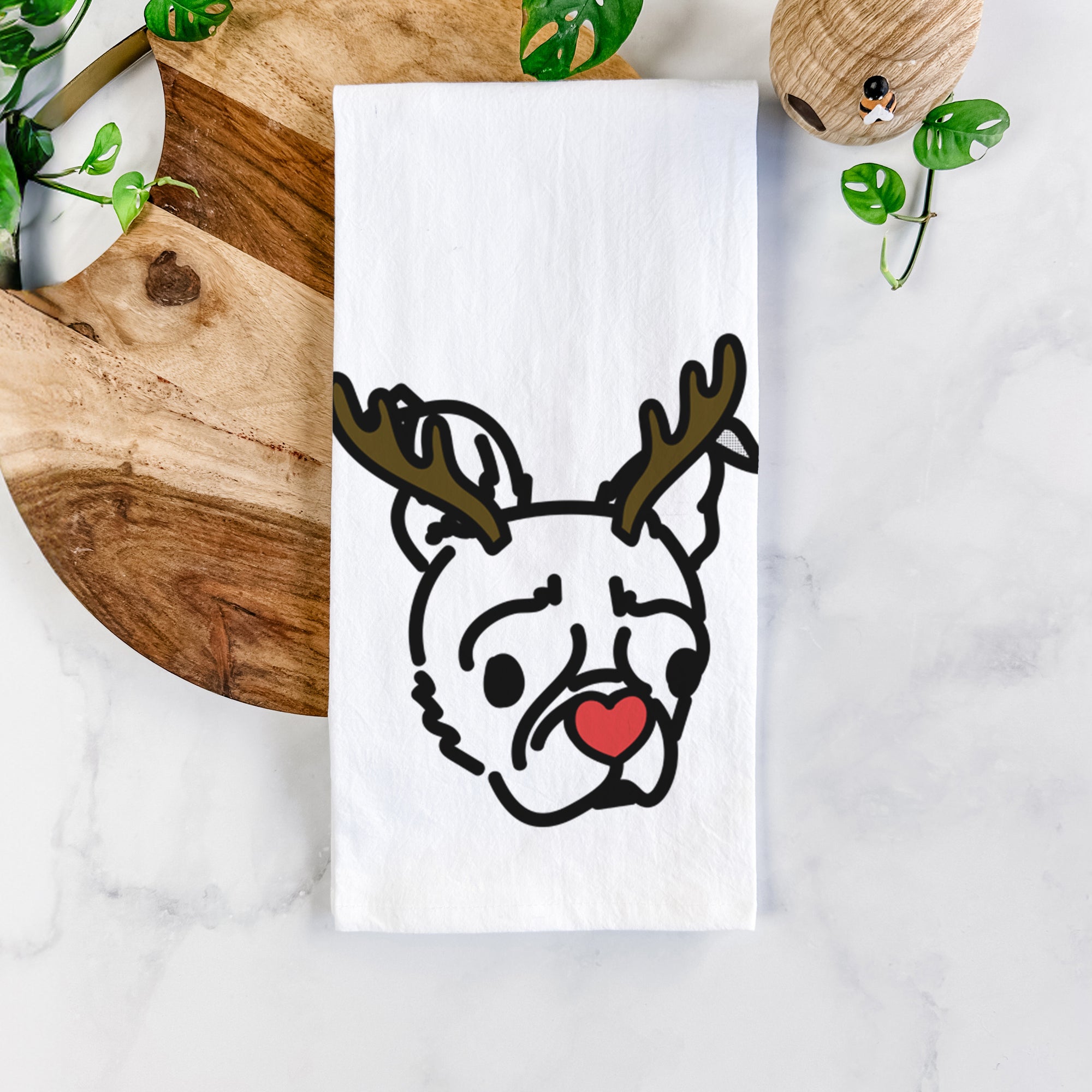 Red Nose Pug Boston Terrier Mix - Bella - Tea Towel