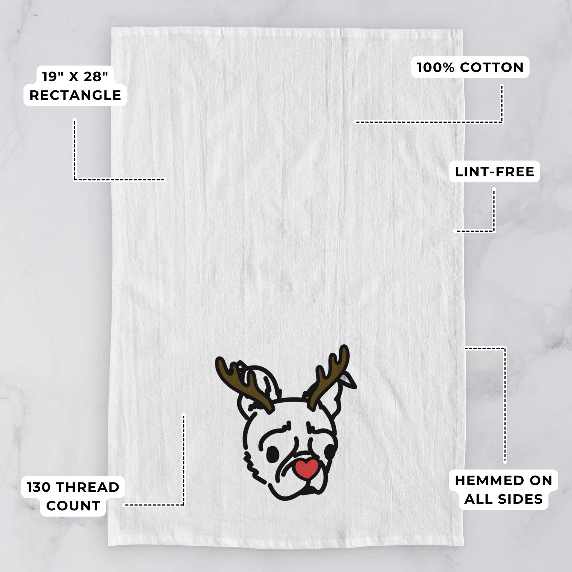 Red Nose Pug Boston Terrier Mix - Bella - Tea Towel