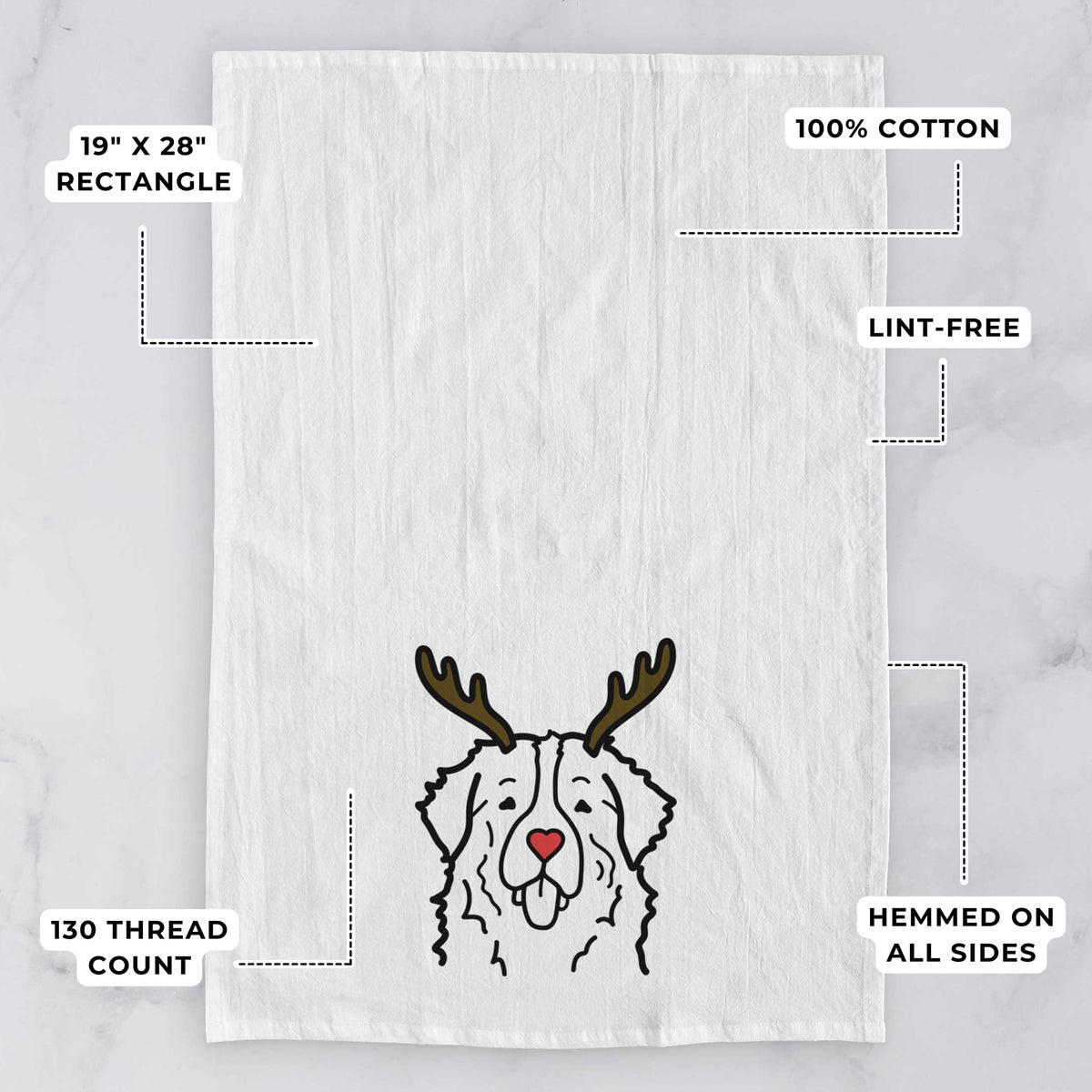 Red Nose Bernese Mountain Dog - Tea Towel