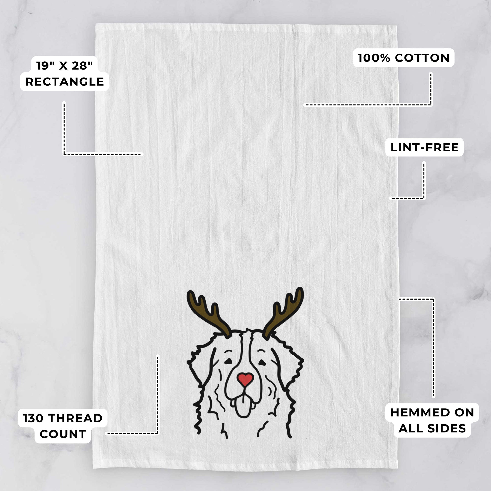 Red Nose Bernese Mountain Dog - Tea Towel