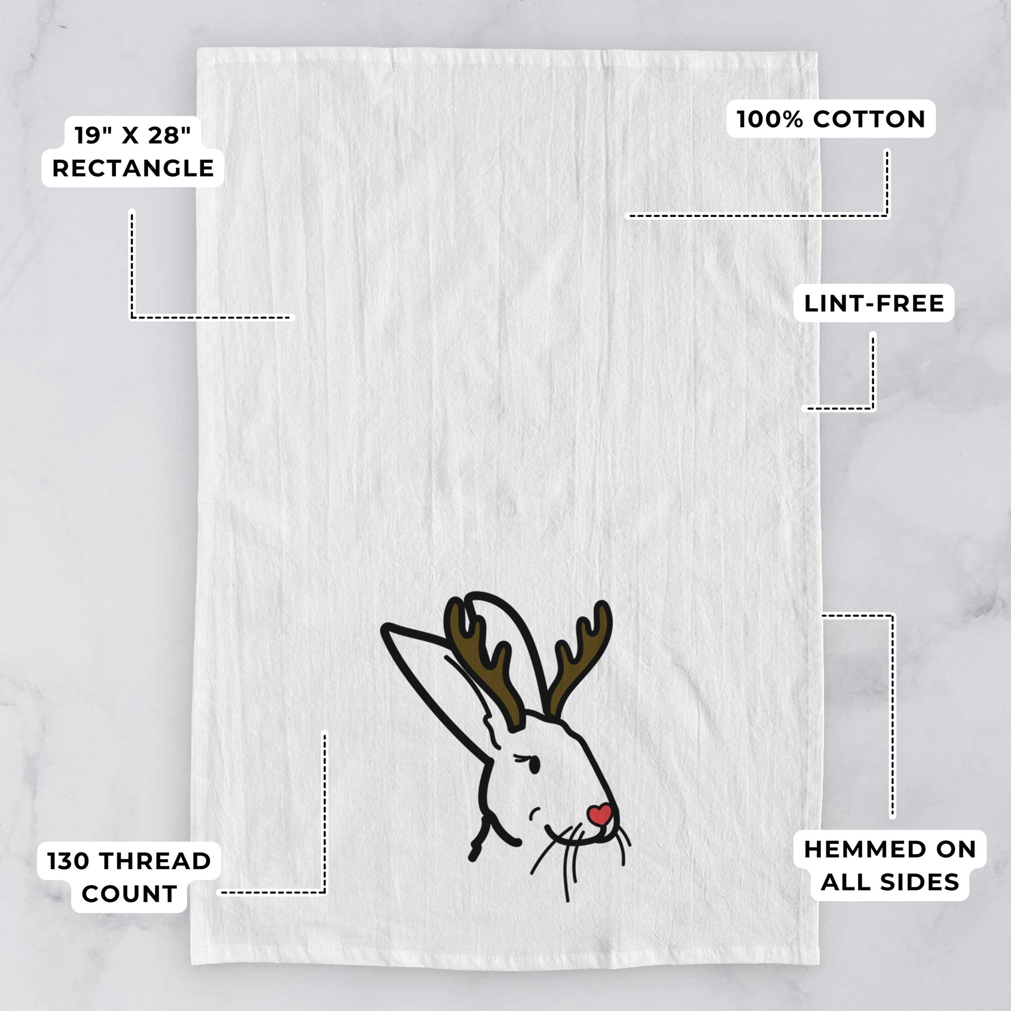 Red Nose Rex Rabbit - Betsy - Tea Towel