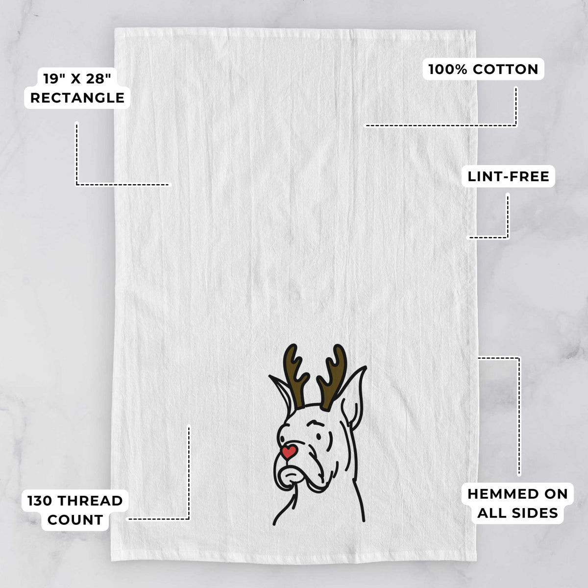 Red Nose Rescue Boxer - Billy - Tea Towel