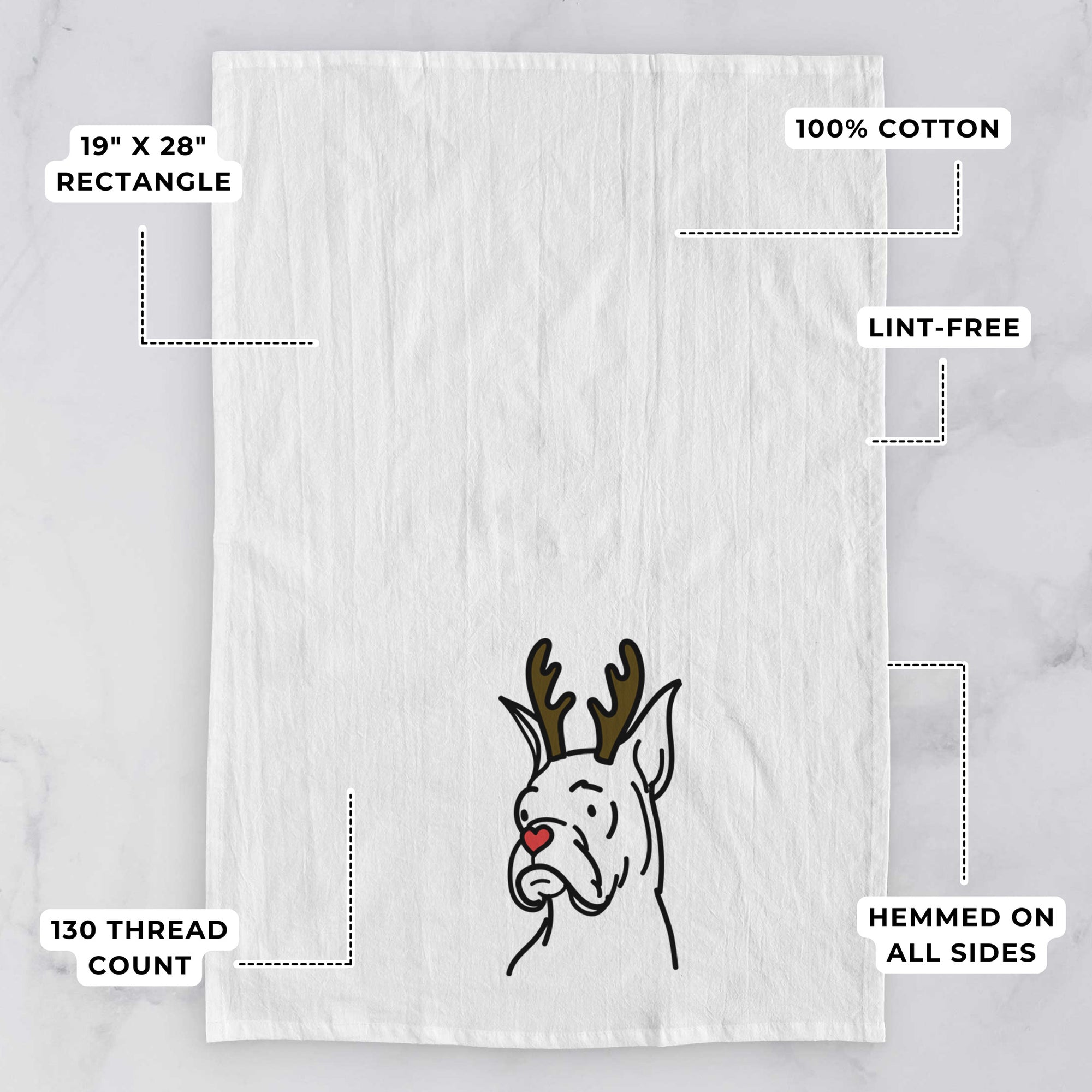 Red Nose Rescue Boxer - Billy - Tea Towel