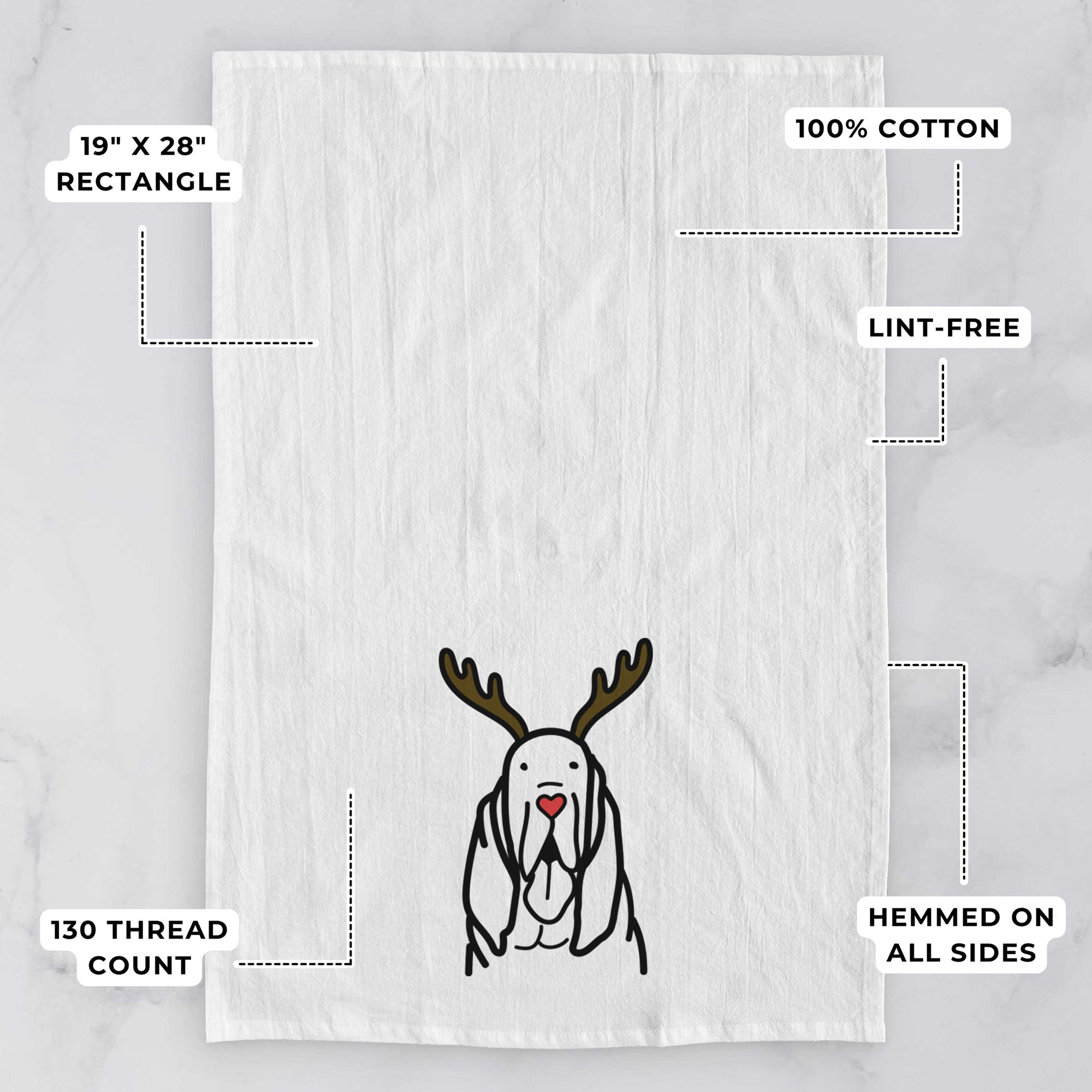 Red Nose Bloodhound - Tea Towel