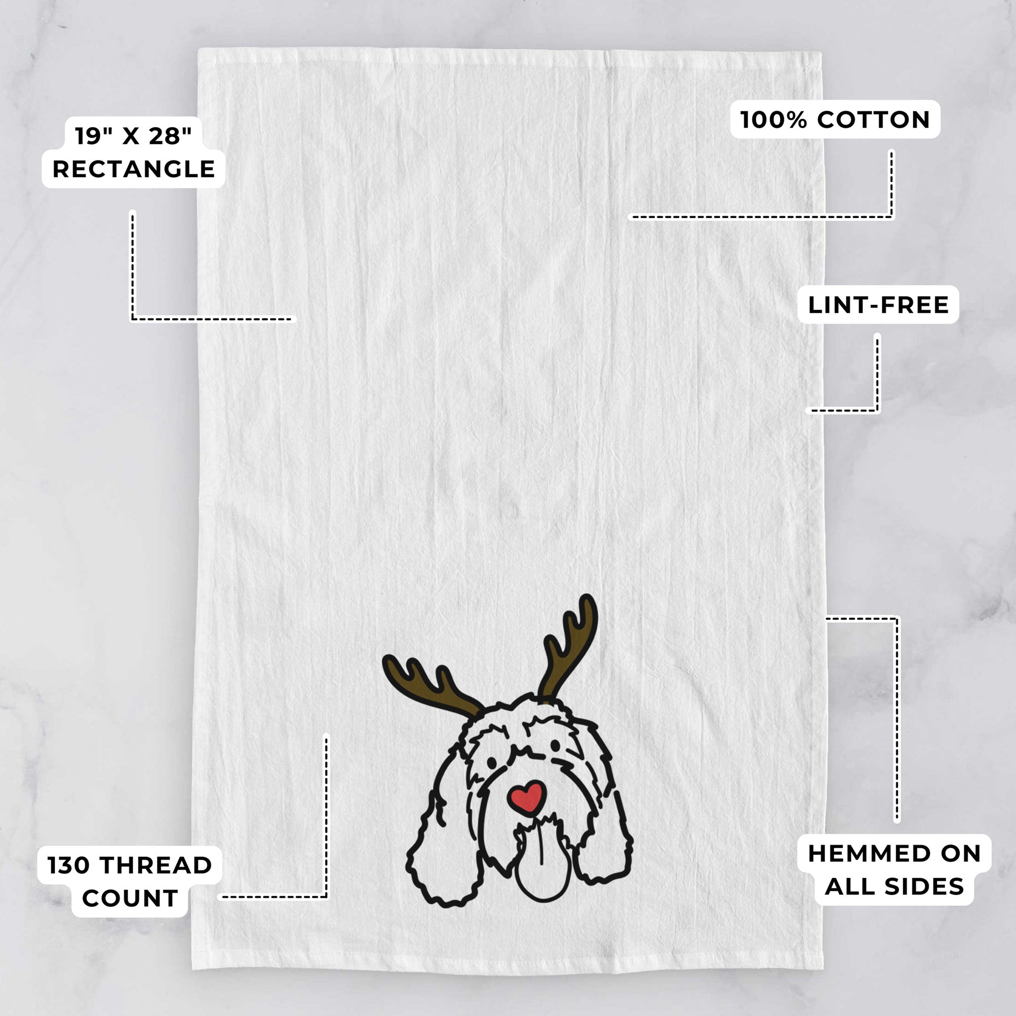 Red Nose Portguese Water Dog - Bo - Tea Towel