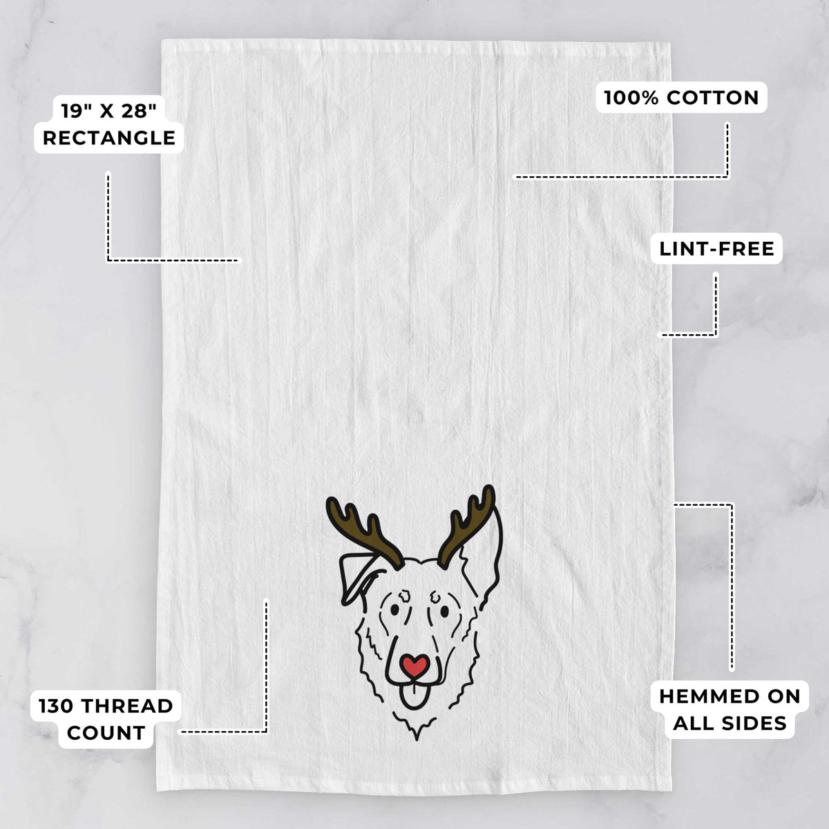Red Nose Shepherd Mix - Bodhi - Tea Towel