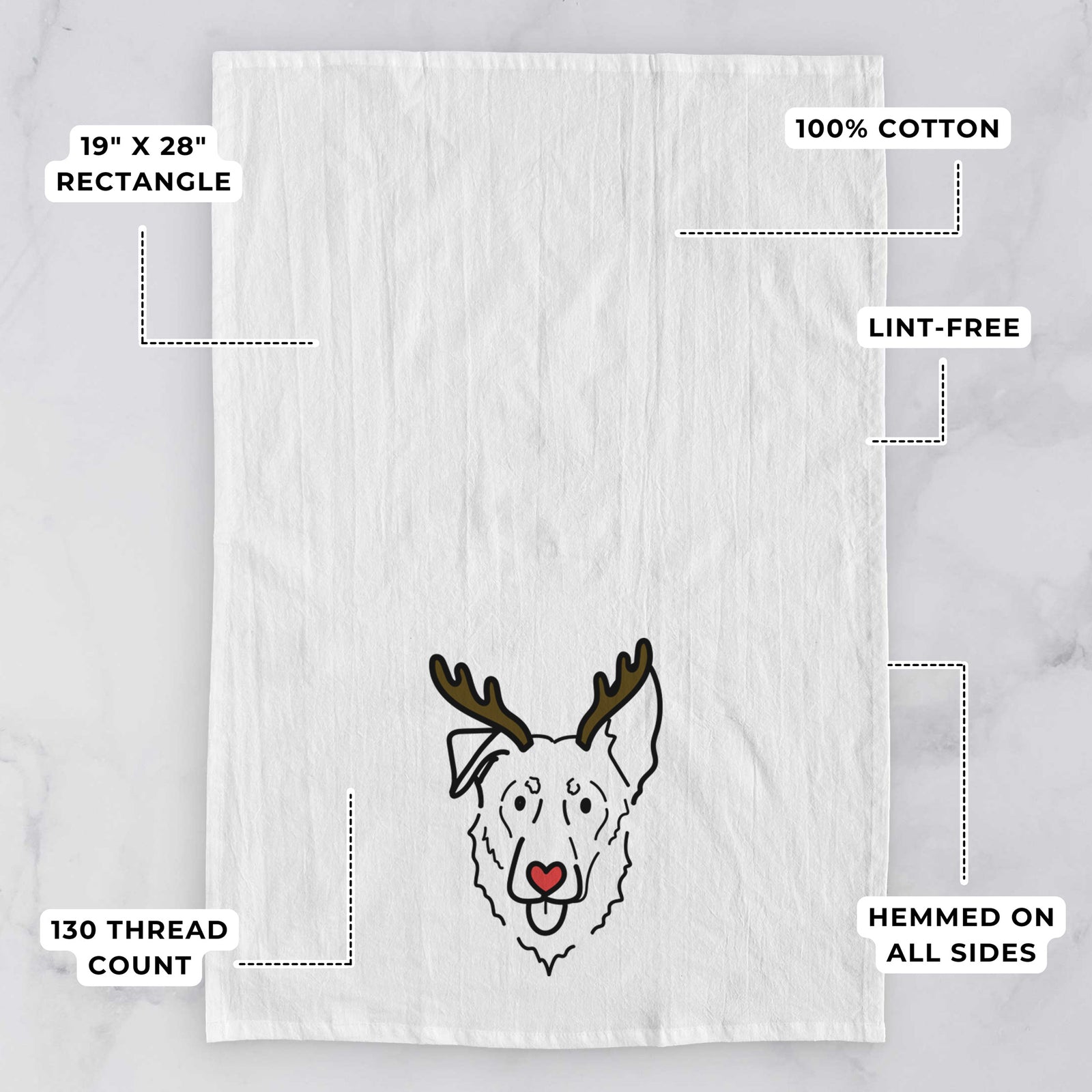Red Nose Shepherd Mix - Bodhi - Tea Towel