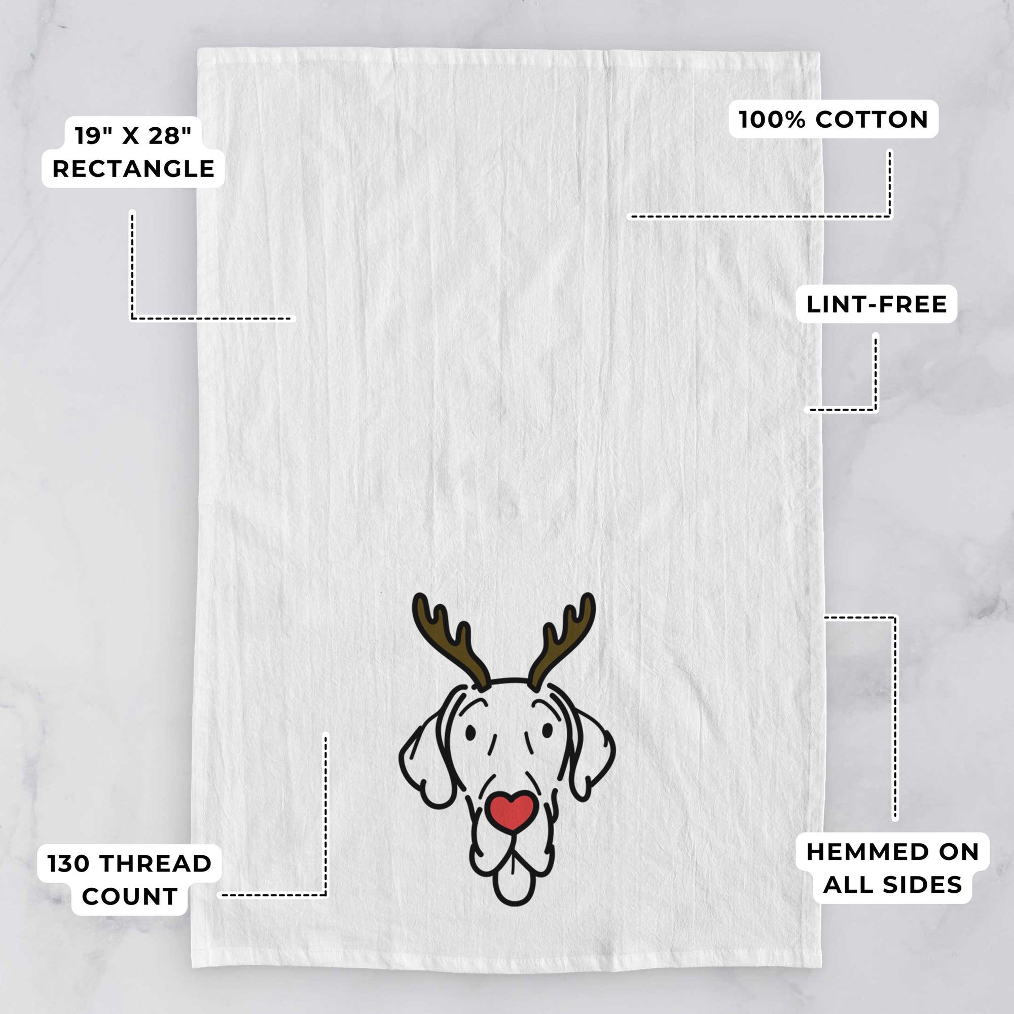 Red Nose Great Dane - Bruce - Tea Towel