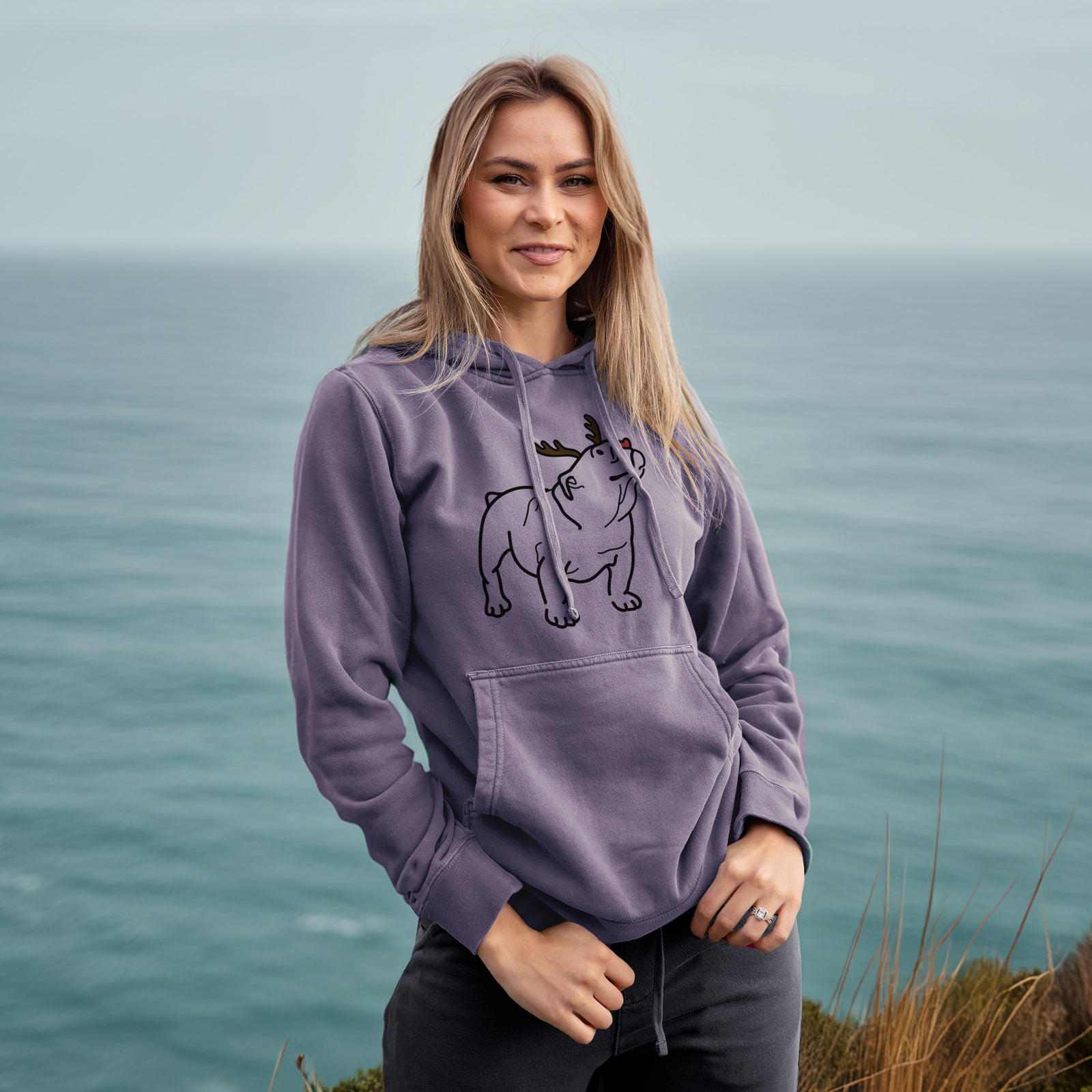 Red Nose English Bulldog - Bruno - Unisex Pigment Dyed Hoodie