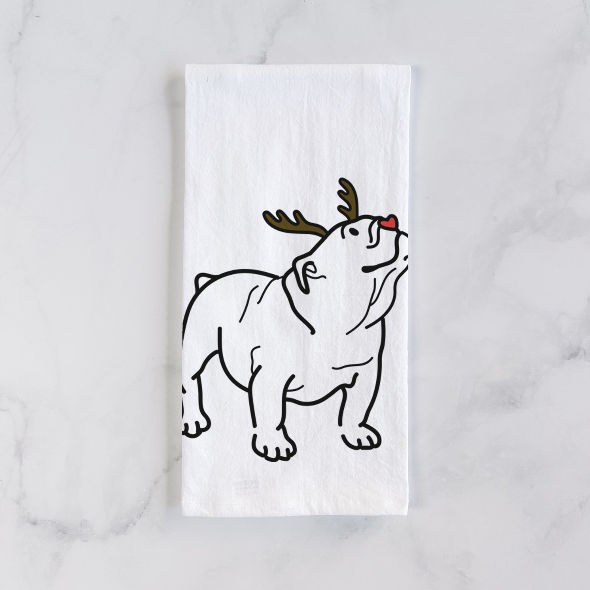 Red Nose English Bulldog - Bruno - Tea Towel