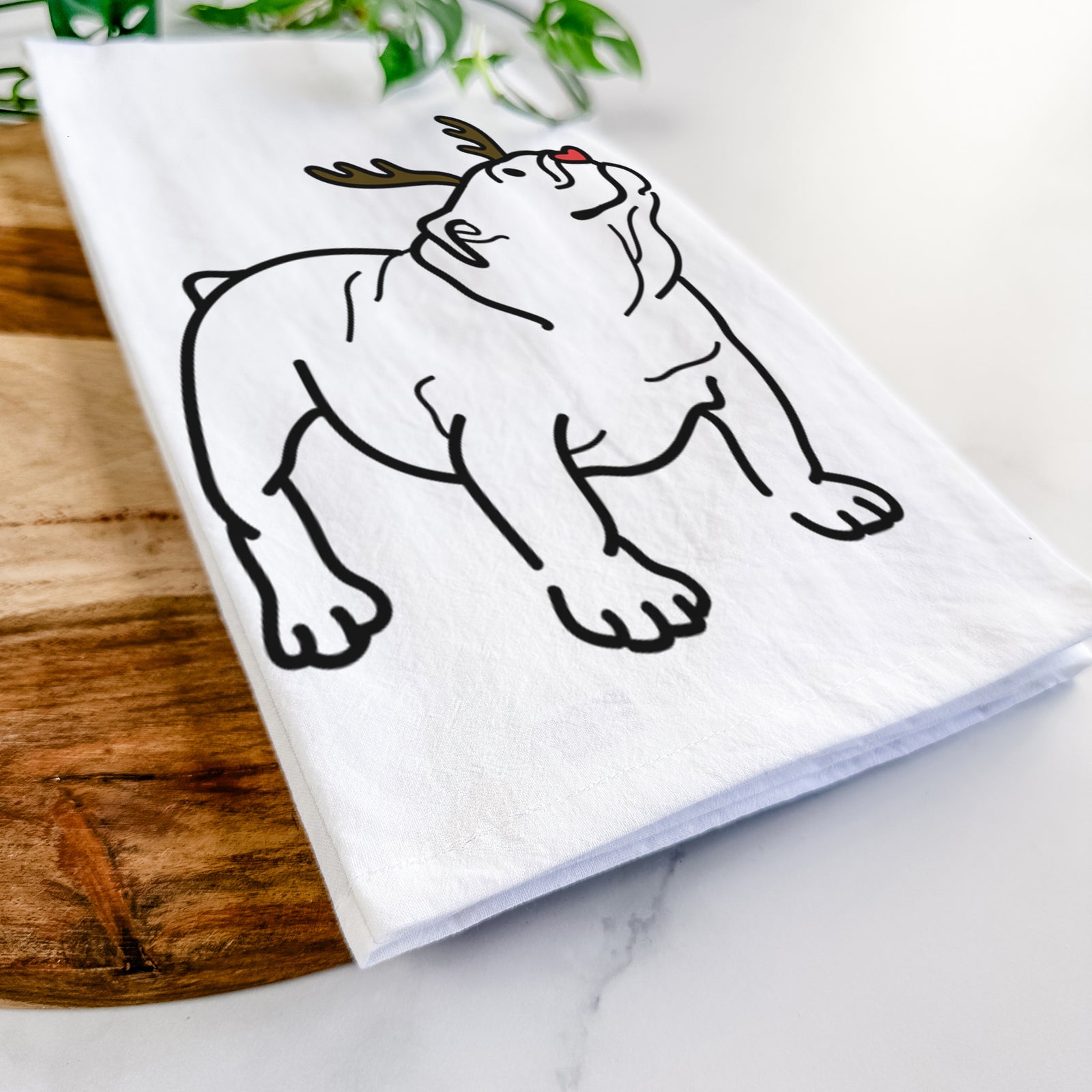 Red Nose English Bulldog - Bruno - Tea Towel