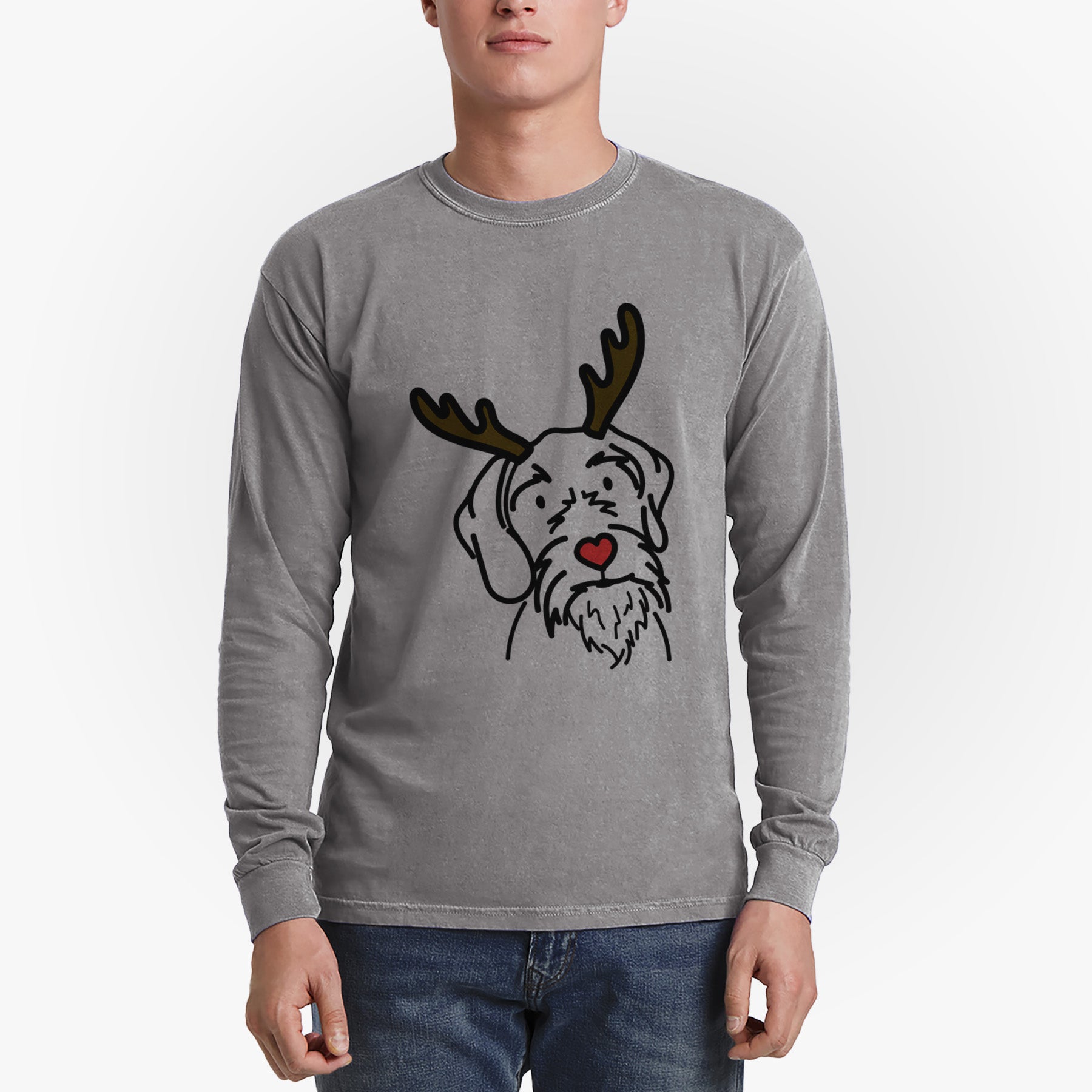 Red Nose German Wirehaired Pointer - Buck - Heavyweight 100% Cotton Long Sleeve