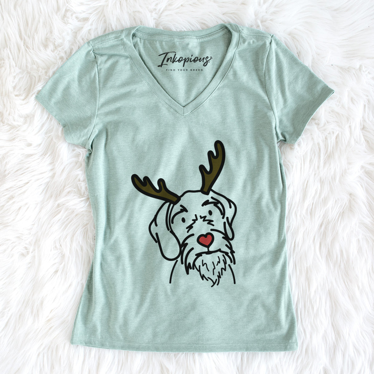 Red Nose German Wirehaired Pointer - Buck - Women&#39;s Perfect V-neck Shirt