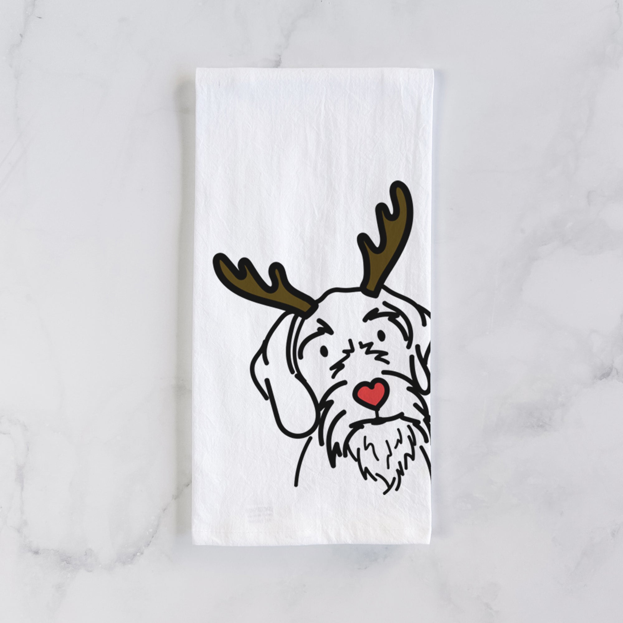 Red Nose German Wirehaired Pointer - Buck - Tea Towel