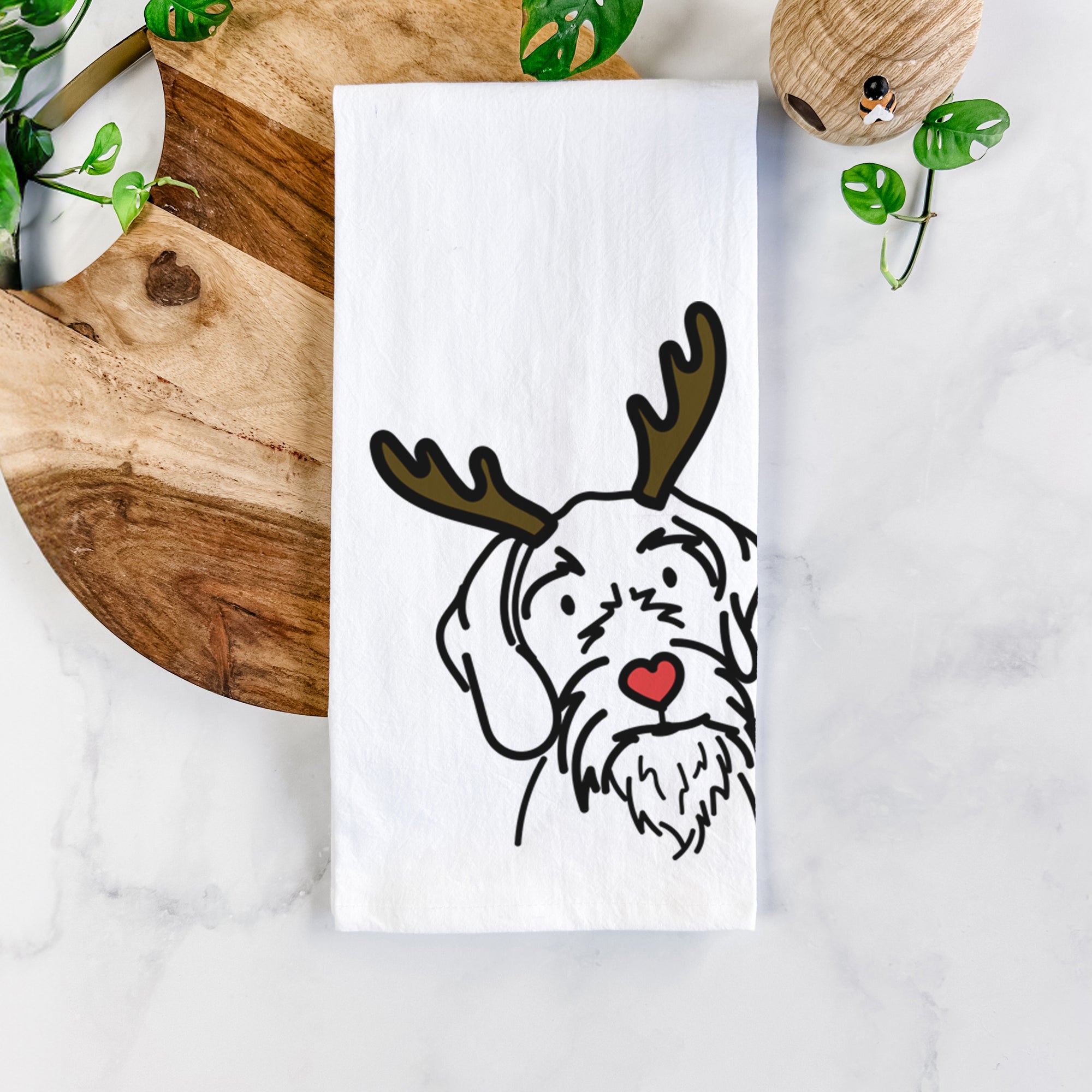 Red Nose German Wirehaired Pointer - Buck - Tea Towel