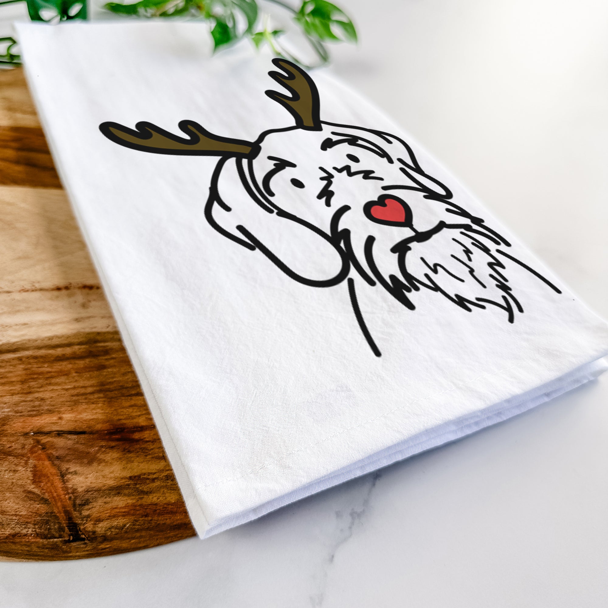 Red Nose German Wirehaired Pointer - Buck - Tea Towel