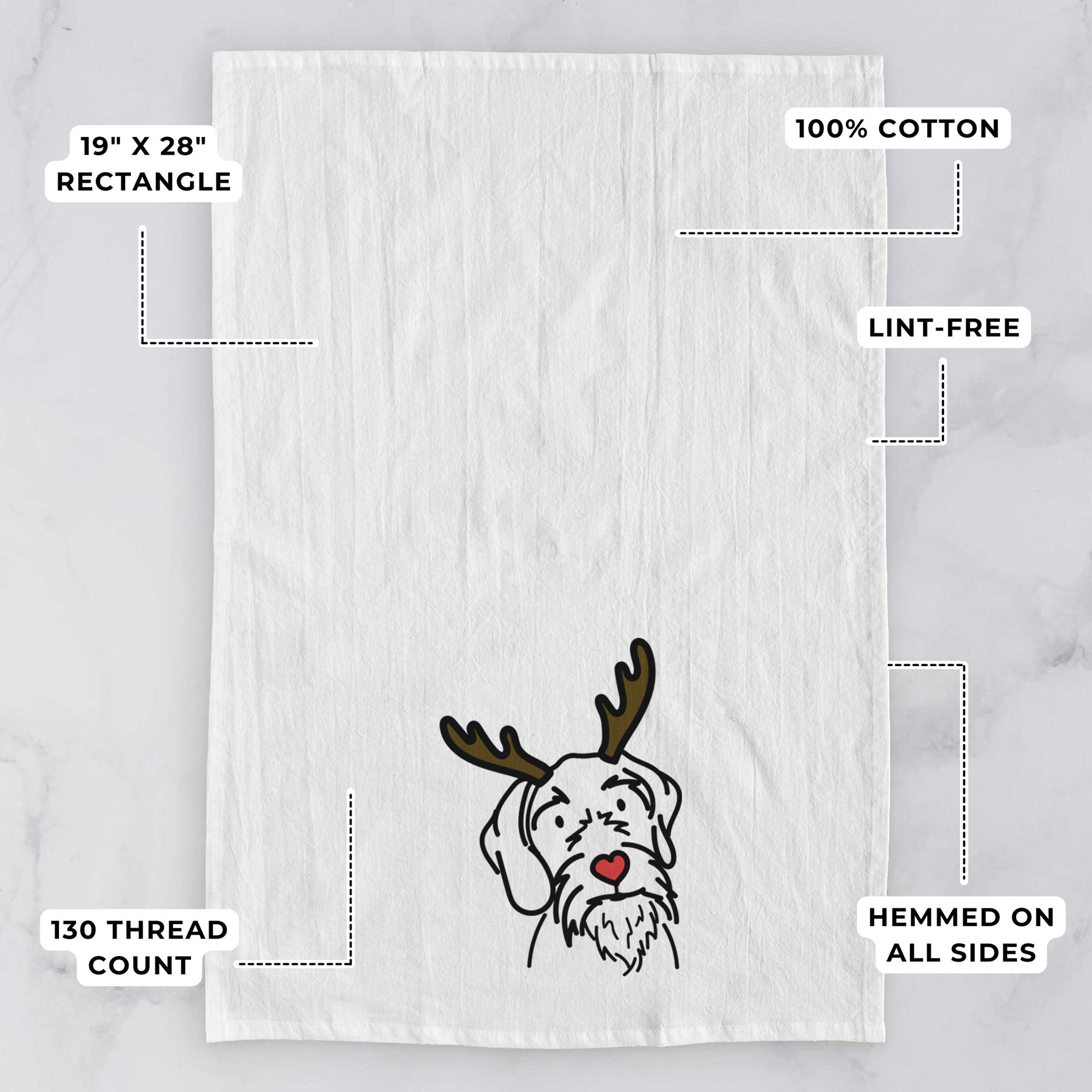 Red Nose German Wirehaired Pointer - Buck - Tea Towel