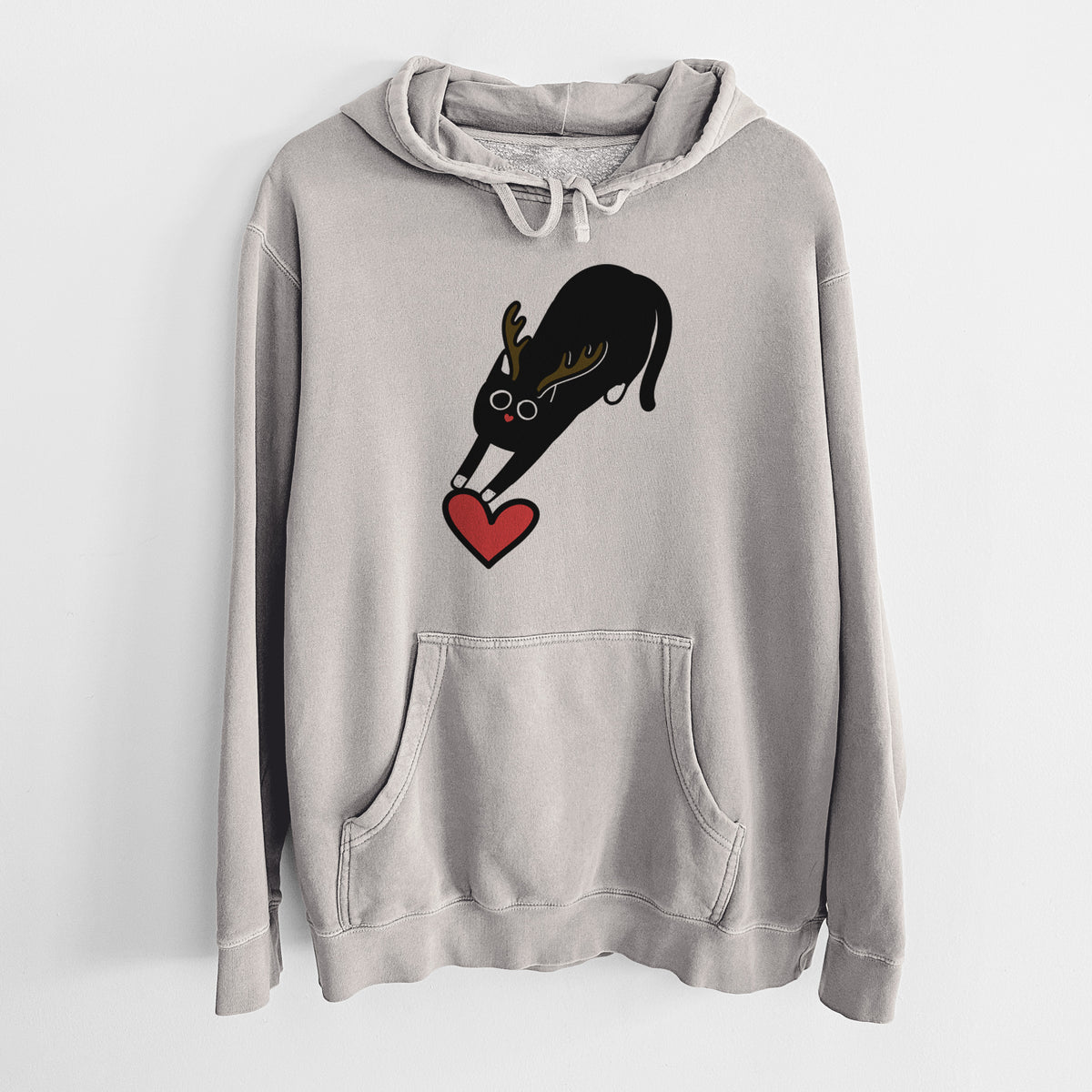 Red Nose Black Cat - Bug - Unisex Pigment Dyed Hoodie