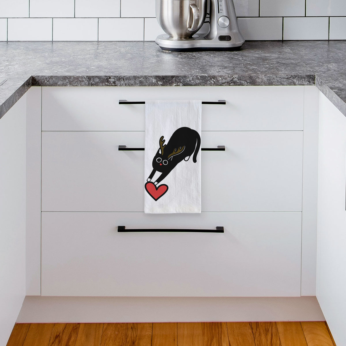 Red Nose Black Cat - Bug - Tea Towel