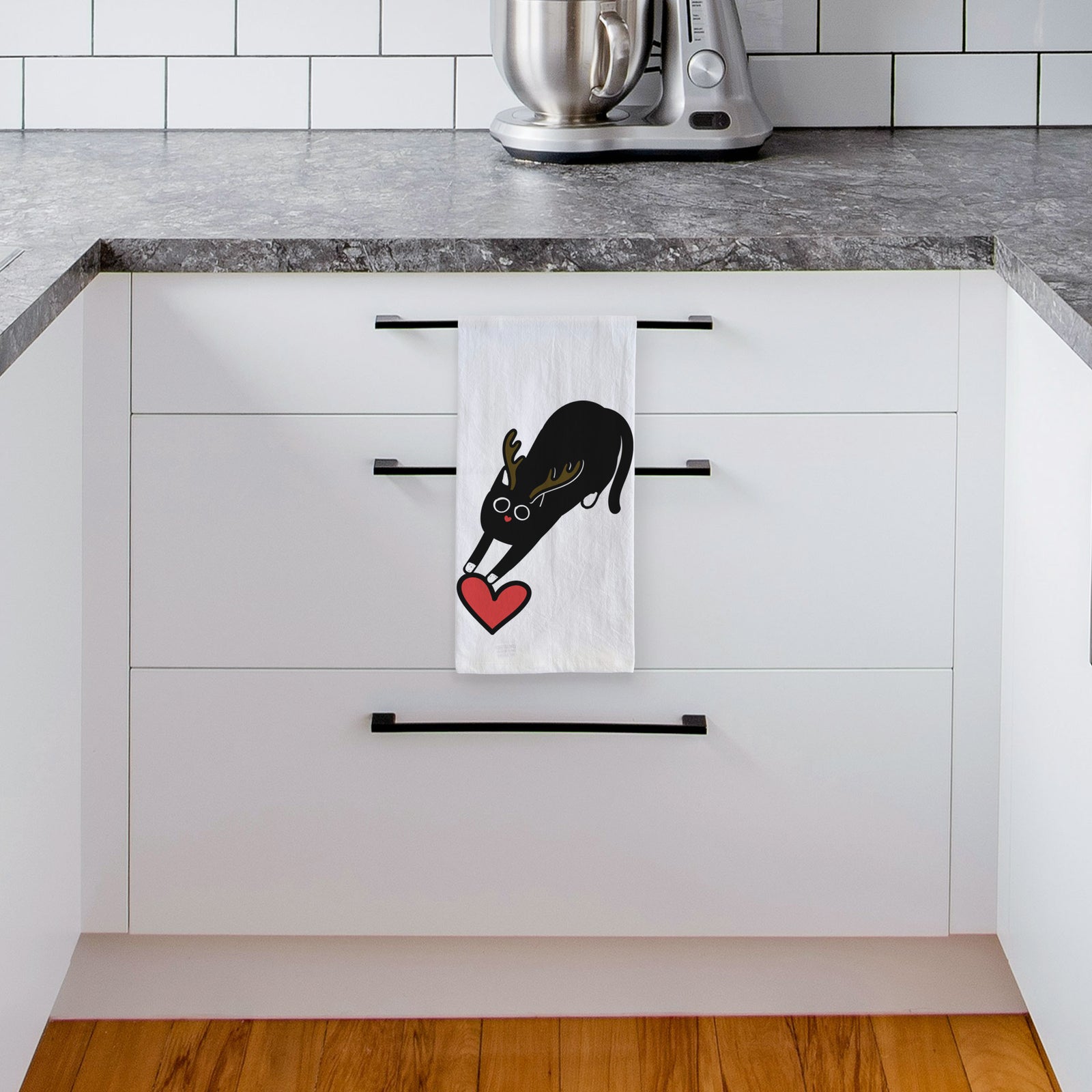 Red Nose Black Cat - Bug - Tea Towel