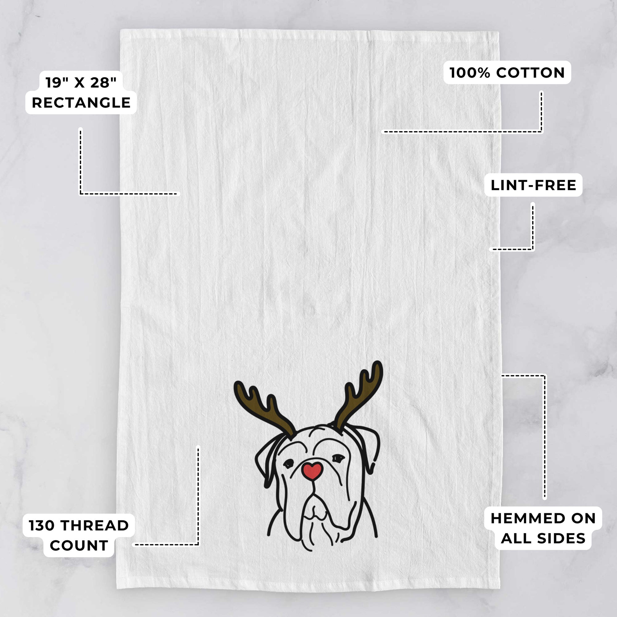 Red Nose Bull Mastiff - Vivian - Tea Towel