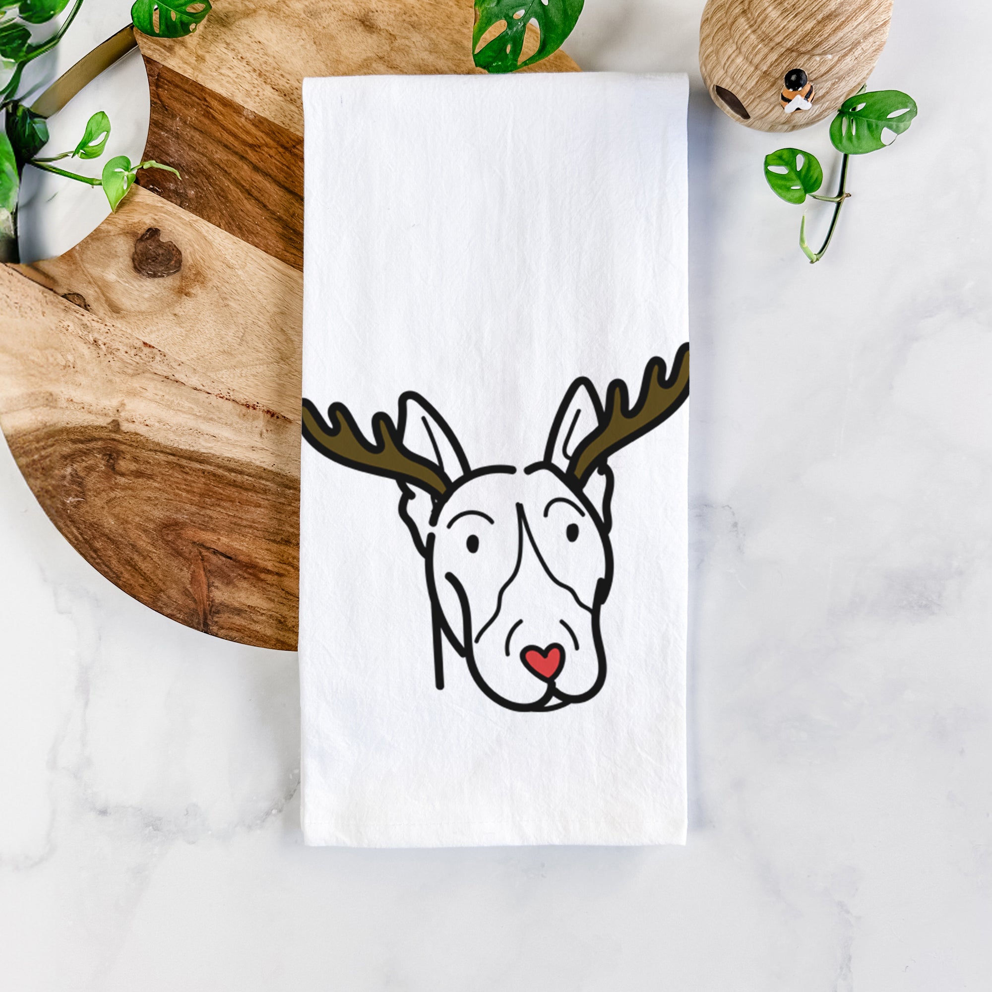 Red Nose Bull Terrier - Tea Towel