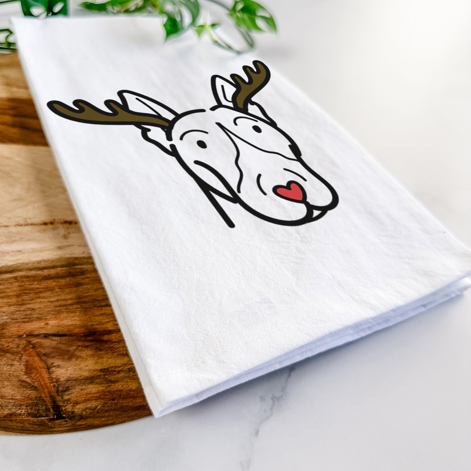 Red Nose Bull Terrier - Tea Towel